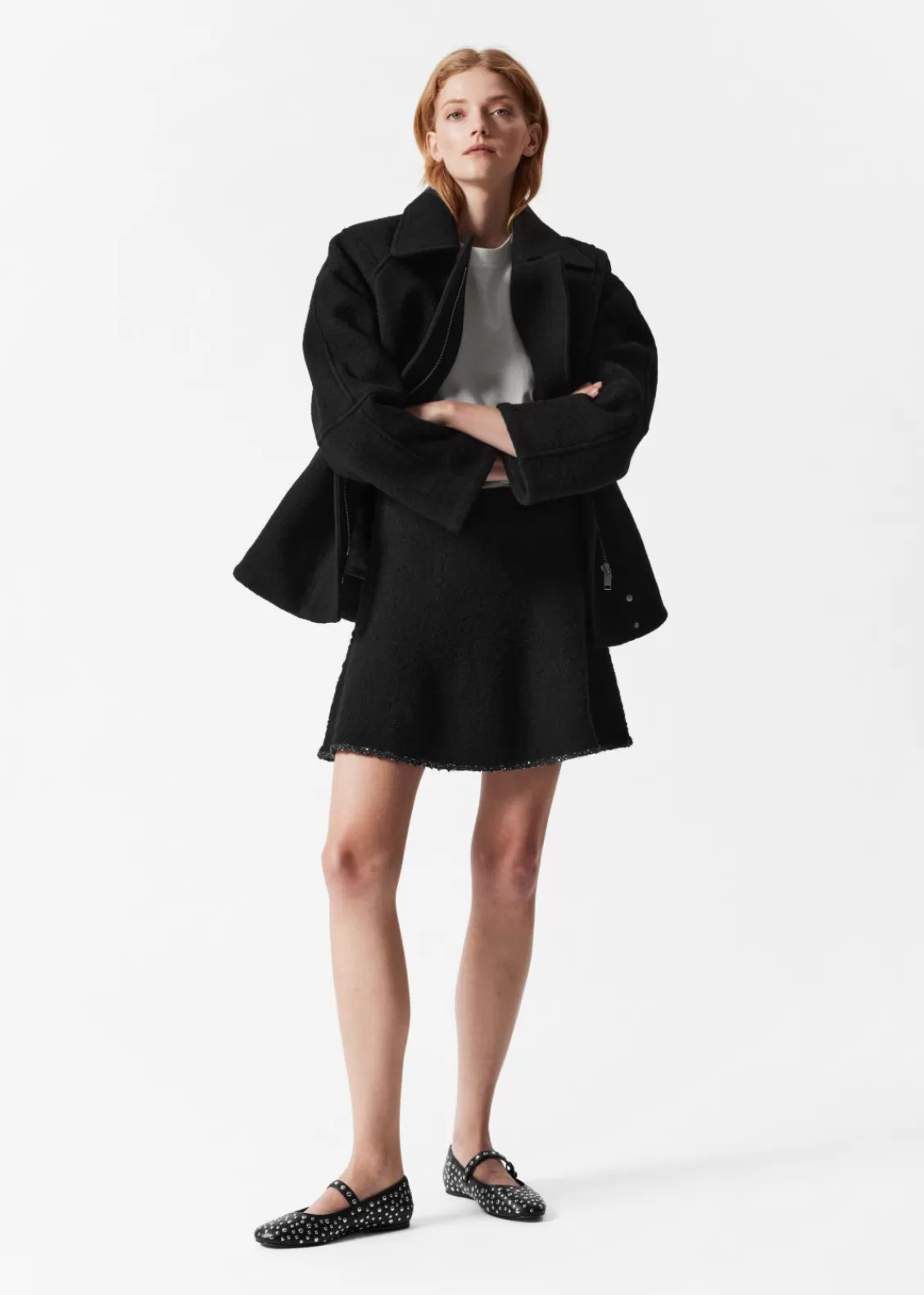 & Other Stories Outerwear | Biker Wool Jacket Black