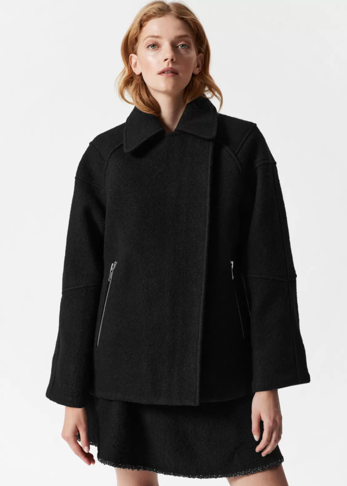 & Other Stories Outerwear | Biker Wool Jacket Black