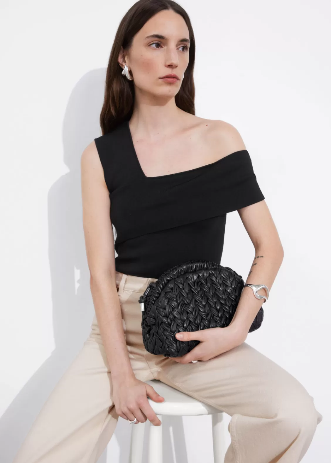 & Other Stories Shoulder Bags | Braided Leather Clutch Bag Black