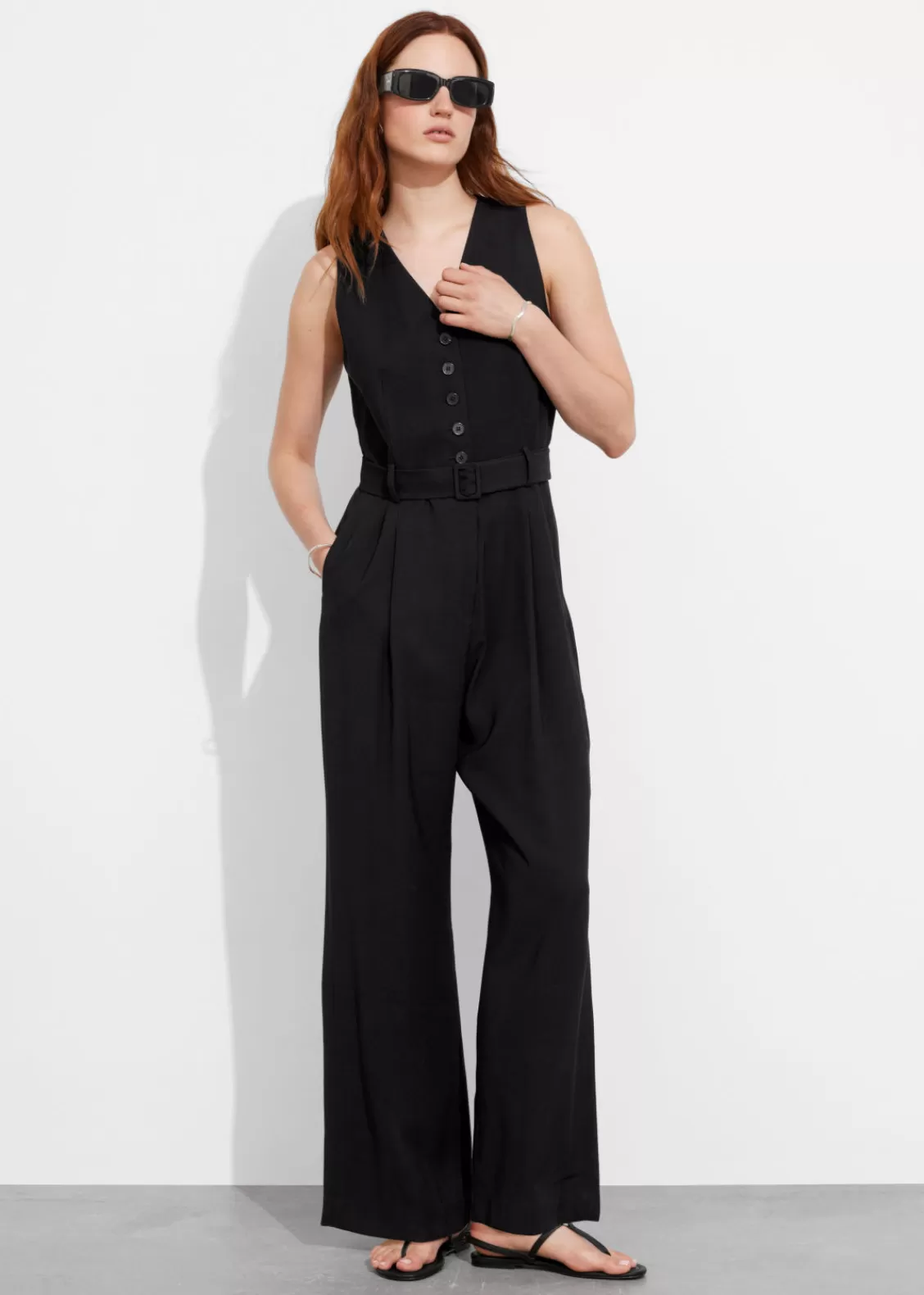 & Other Stories Jumpsuits | Buttoned Sleeveless Jumpsuit Black