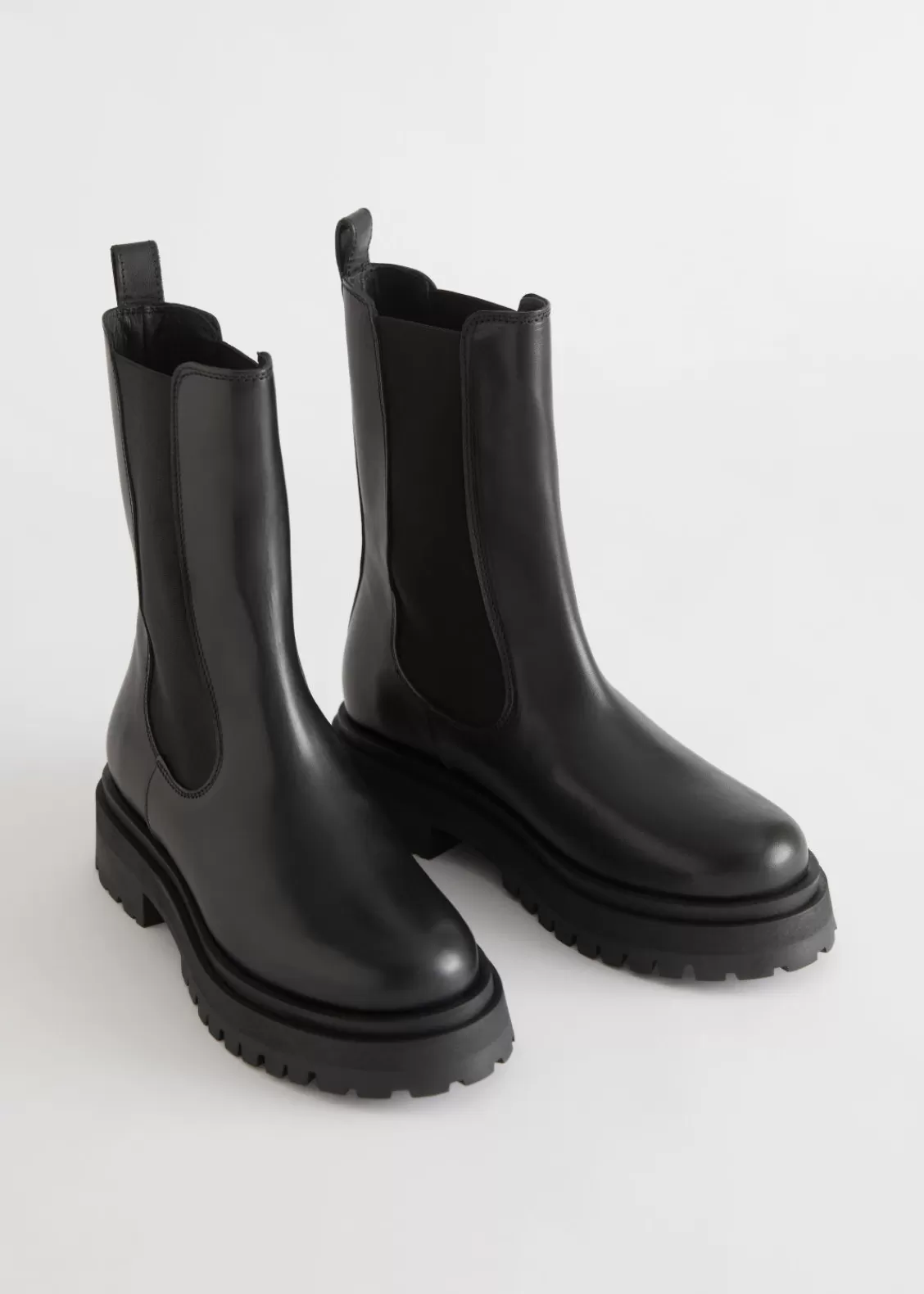 & Other Stories Boots | Chunky Chelsea Leather Boots Black