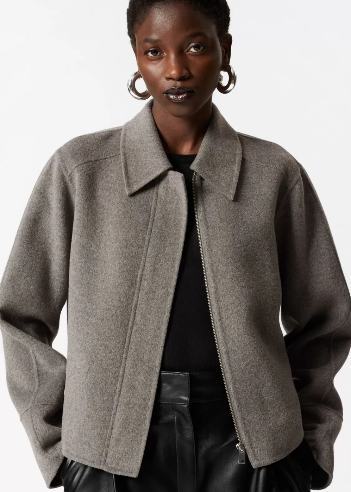 & Other Stories Outerwear | Collared Wool-Blend Jacket