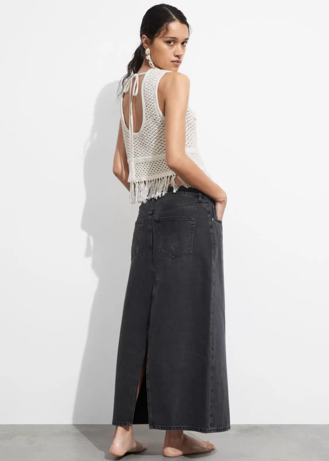 & Other Stories Tops | Crocheted Fringe Tank Top Cream