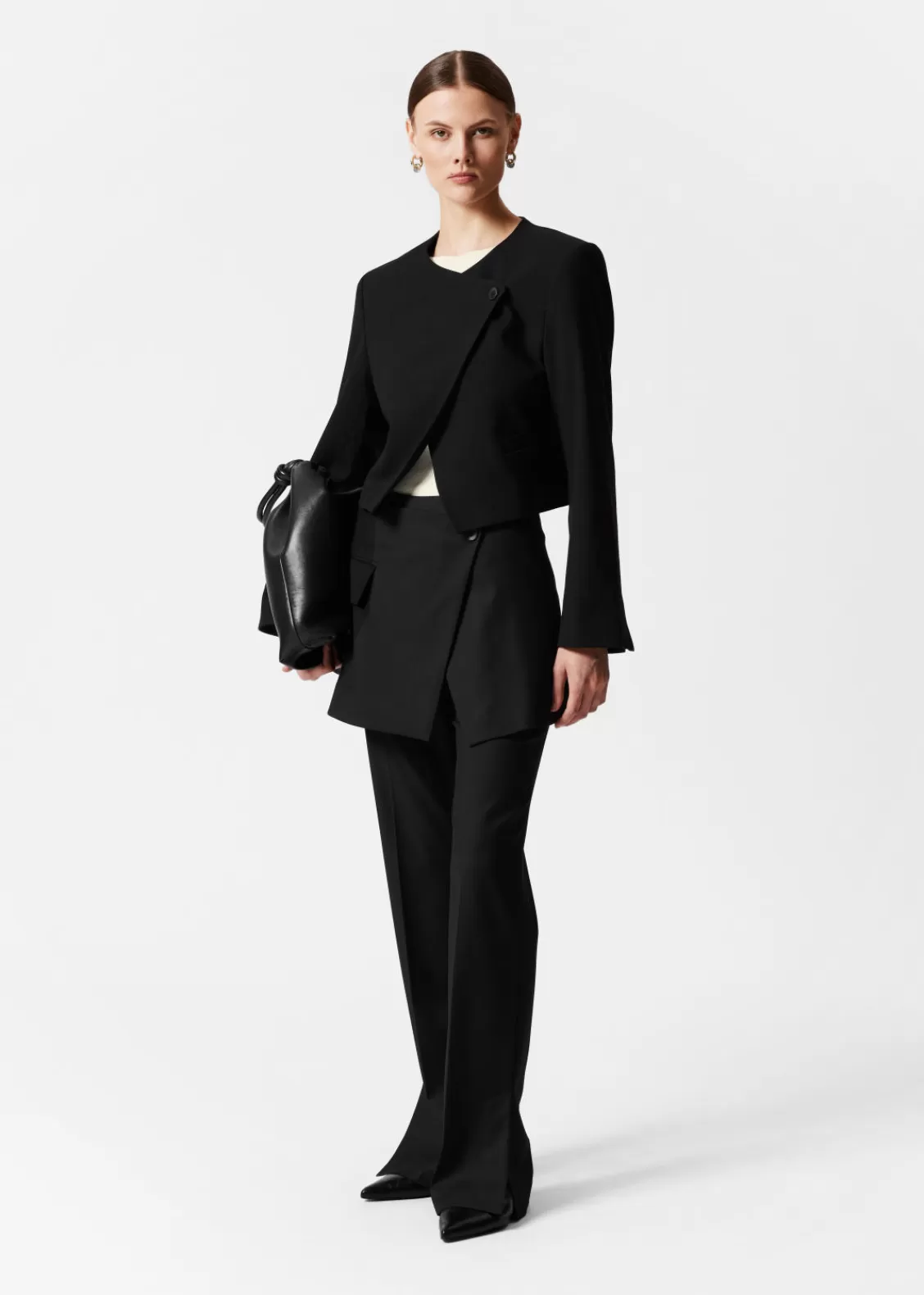 & Other Stories Outerwear | Cropped Collarless Blazer Black