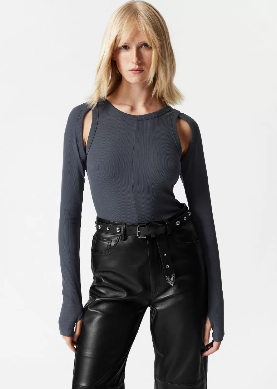 & Other Stories Tops | Cut-Out Top Dark Blue