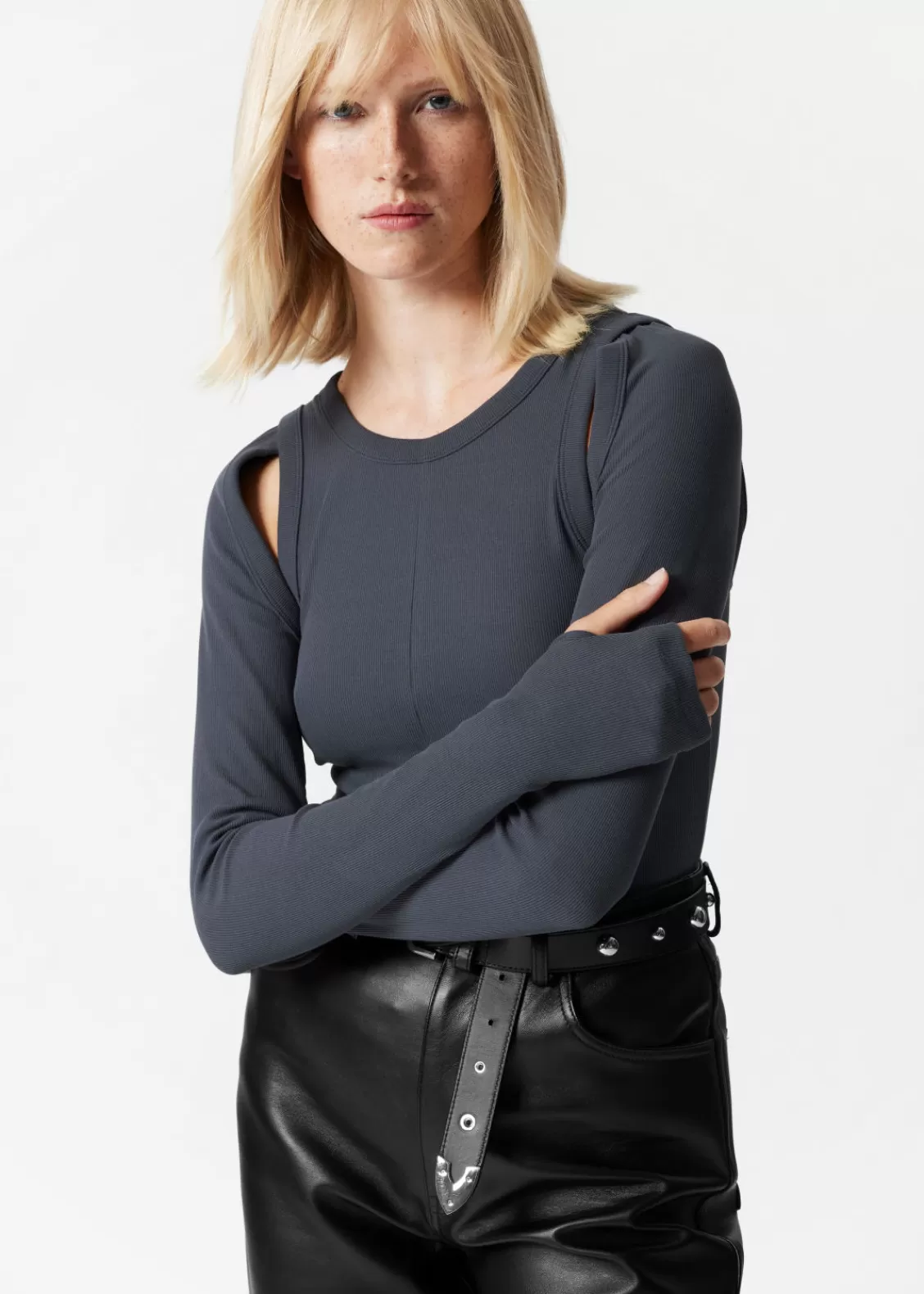 & Other Stories Tops | Cut-Out Top Dark Blue