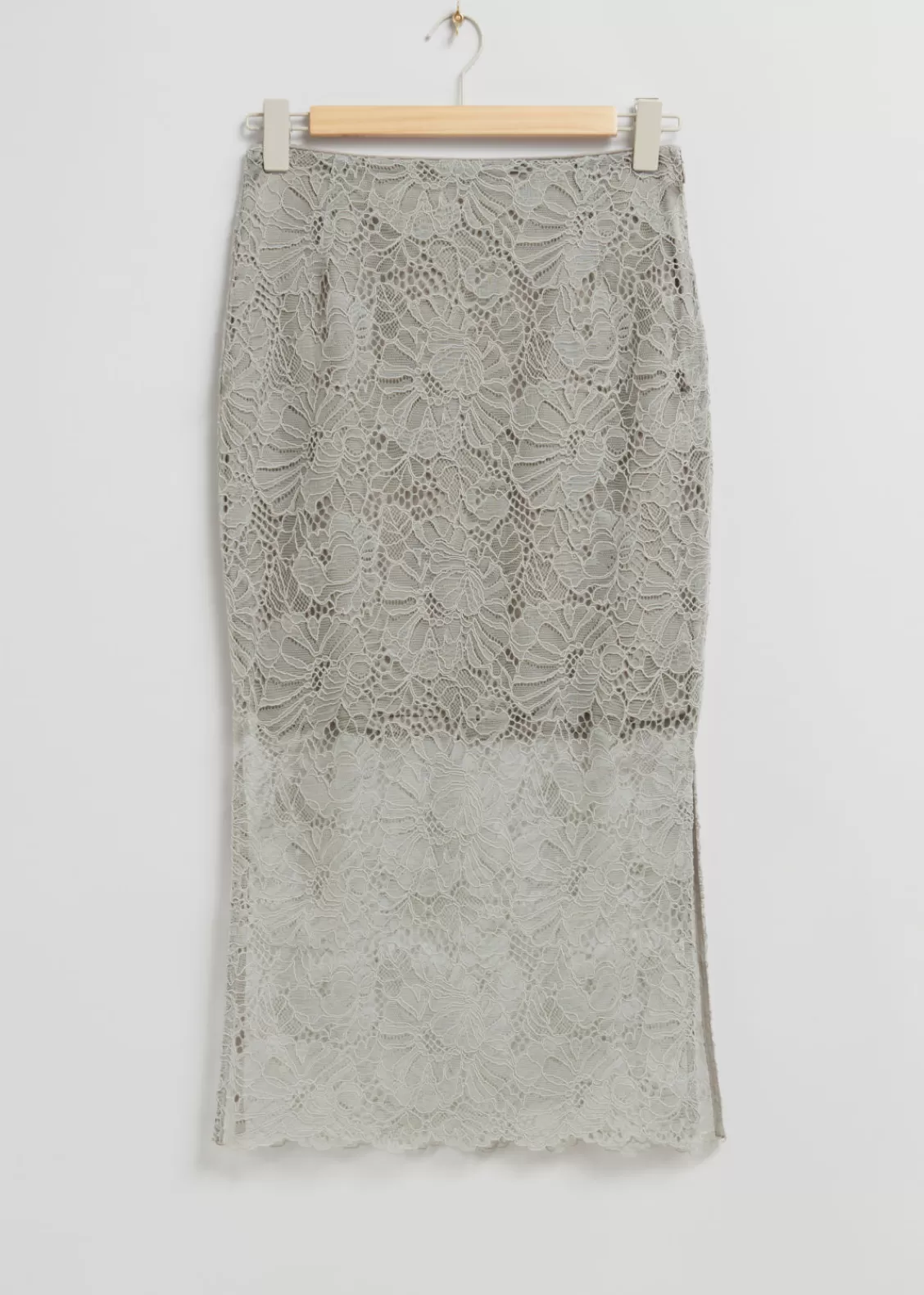 & Other Stories Skirts | Decorative Lace Pencil Skirt Light Beige