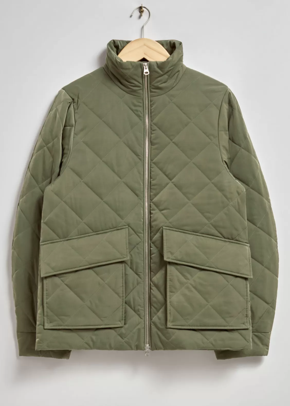 & Other Stories Outerwear | Diamond-Quilted Jacket Khaki