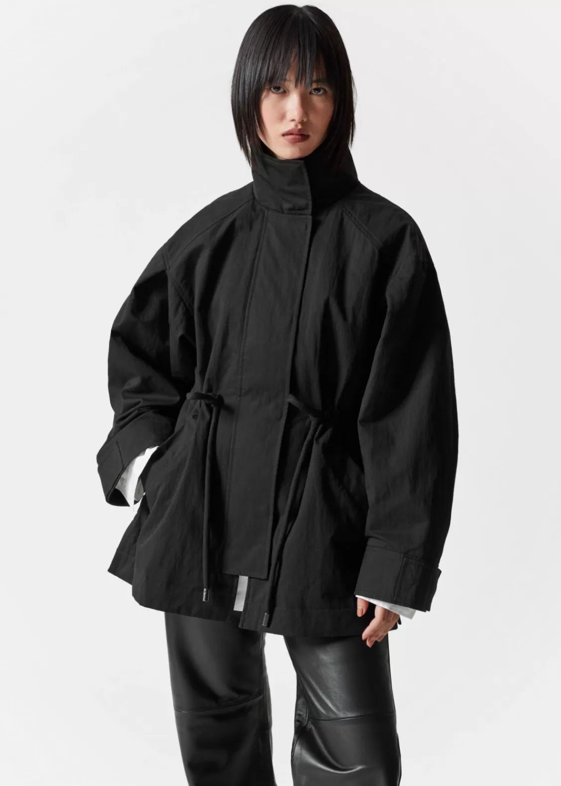 & Other Stories Outerwear | Drawstring Waist Jacket Black