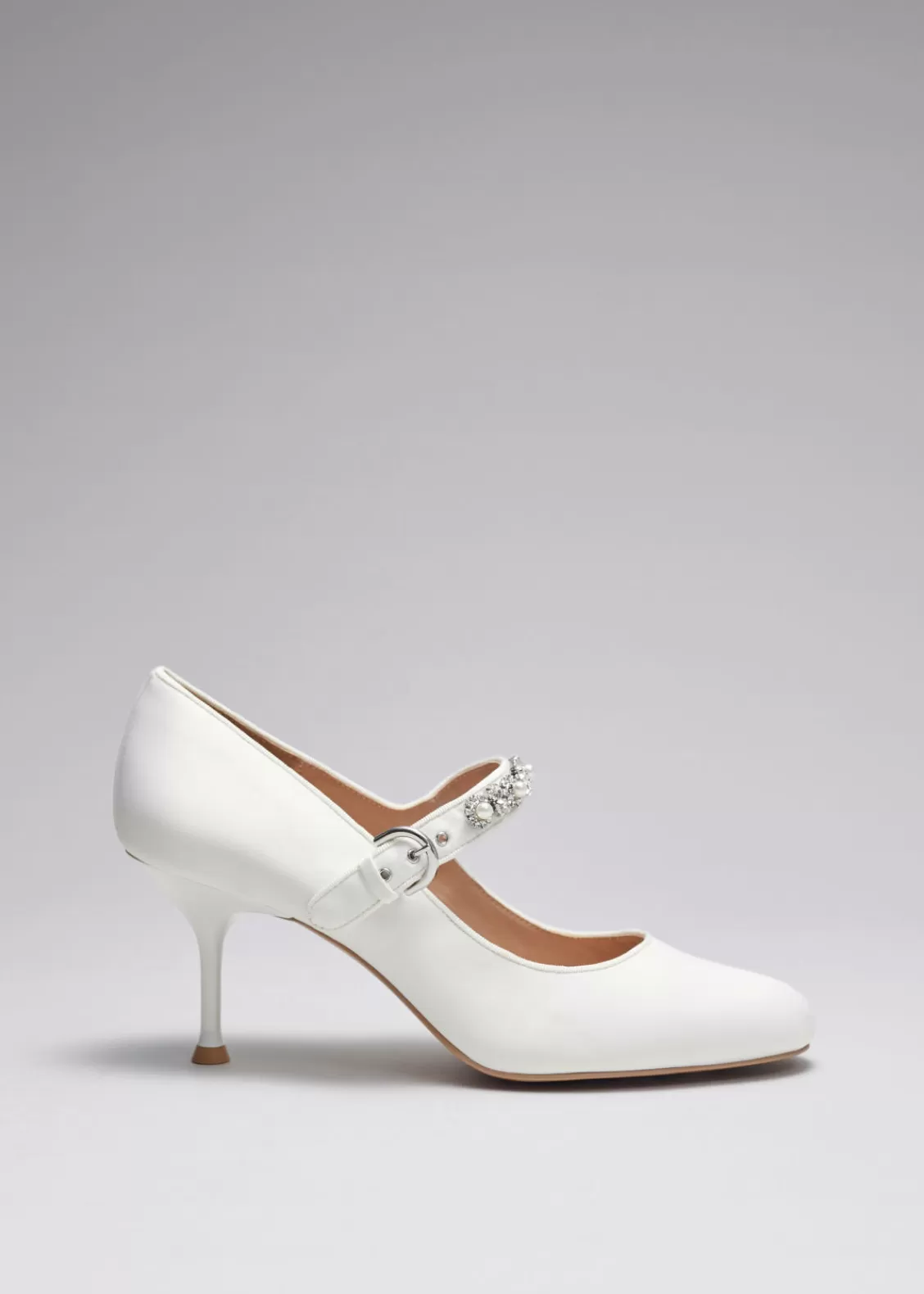 & Other Stories Heels | Embellished Satin Pumps White