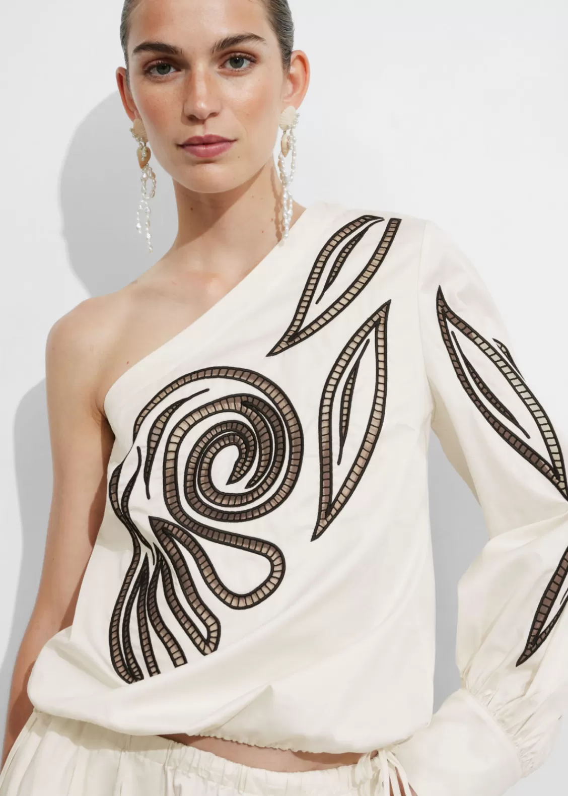 & Other Stories Sets & Suits | Blouses & Shirts | Embroidered One-Shoulder Top White