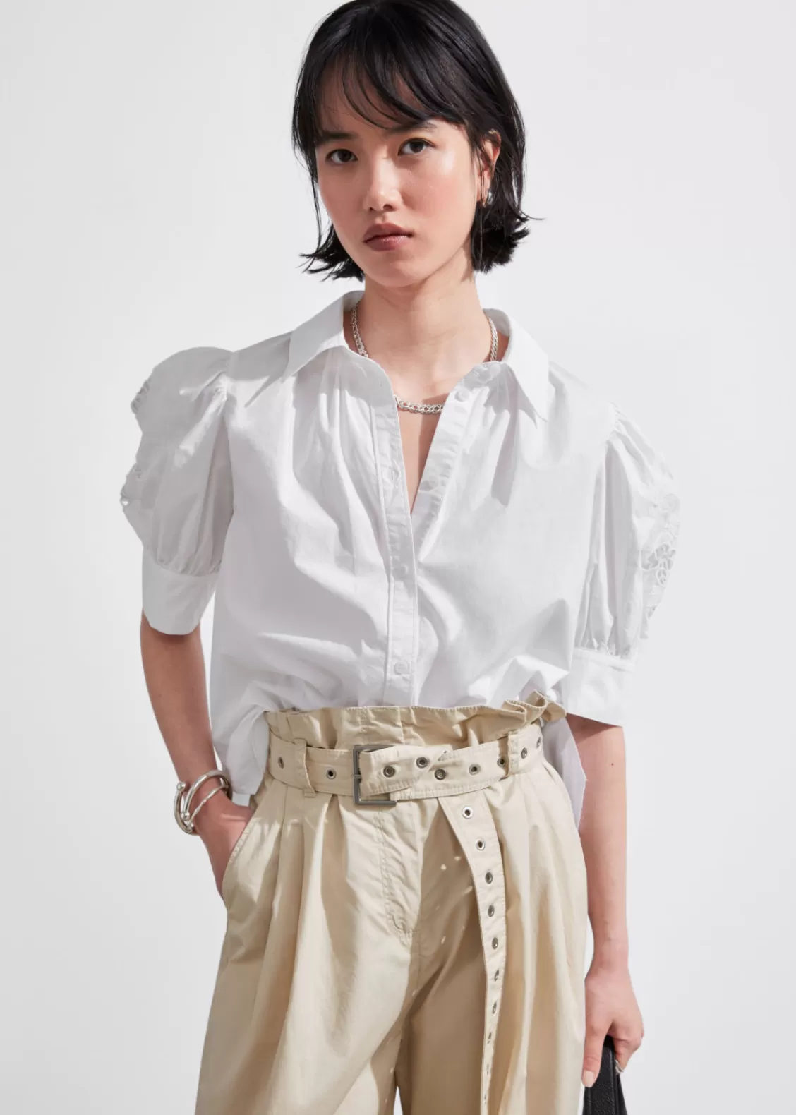 & Other Stories Blouses & Shirts | Embroidered Puff-Sleeve Blouse