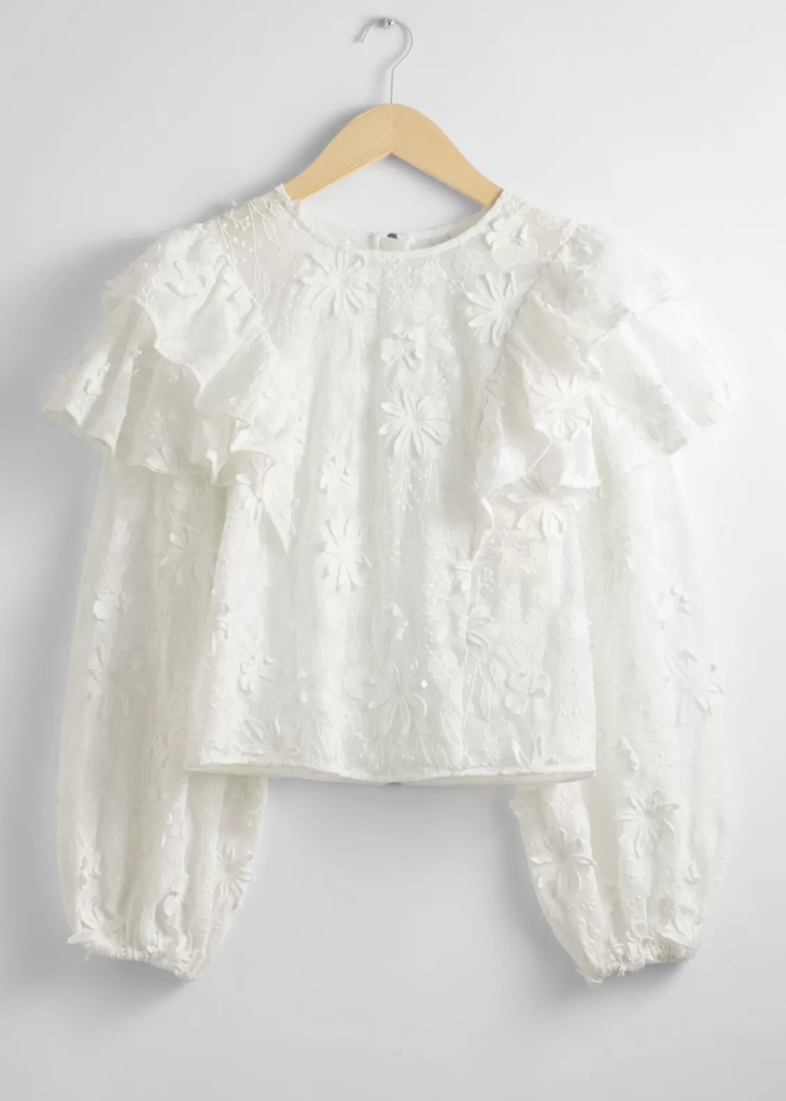 & Other Stories Blouses & Shirts | Embroidered Ruffle Blouse White