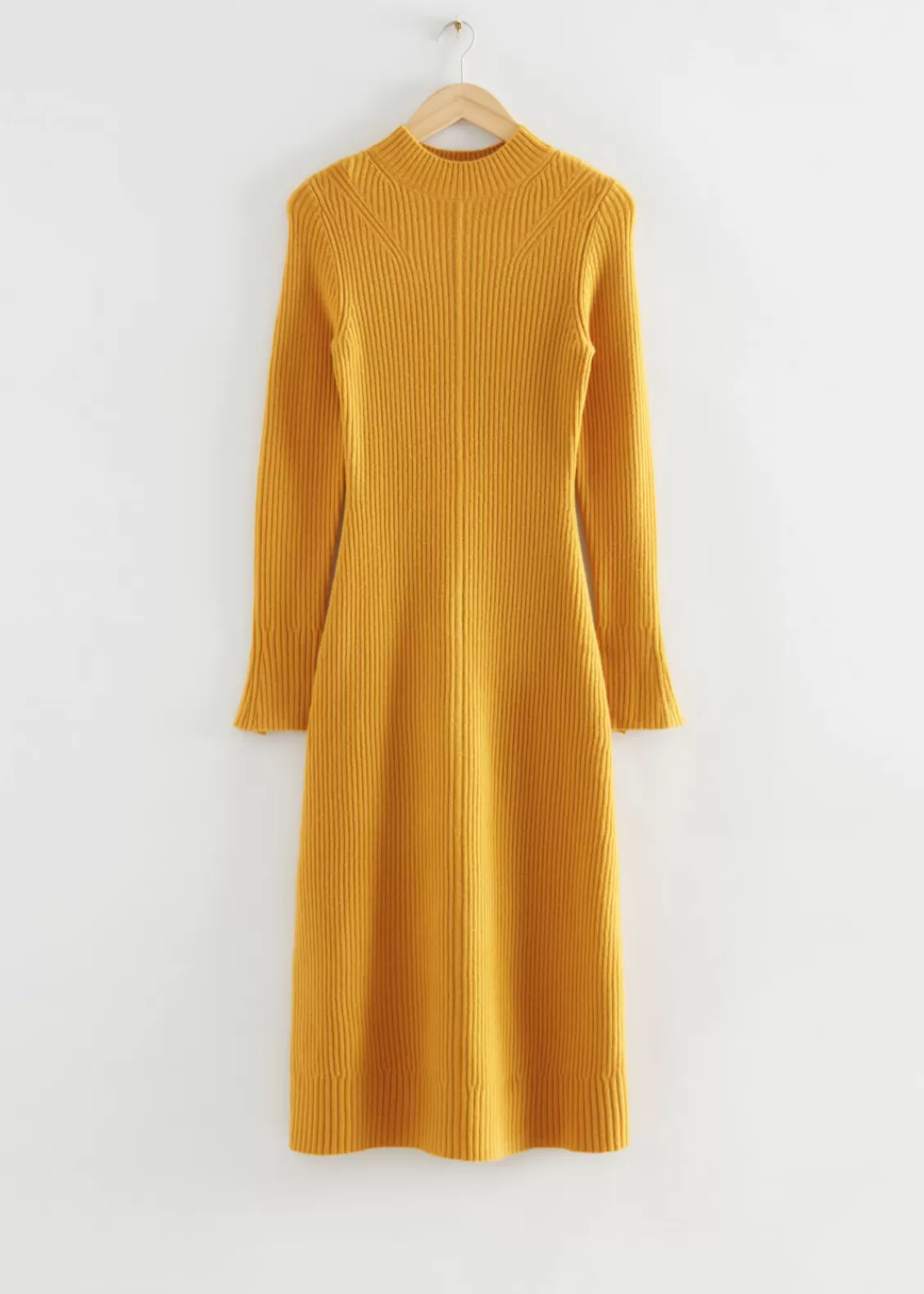 & Other Stories Dresses | Fitted A-Line Wool Knit Dress Yellow