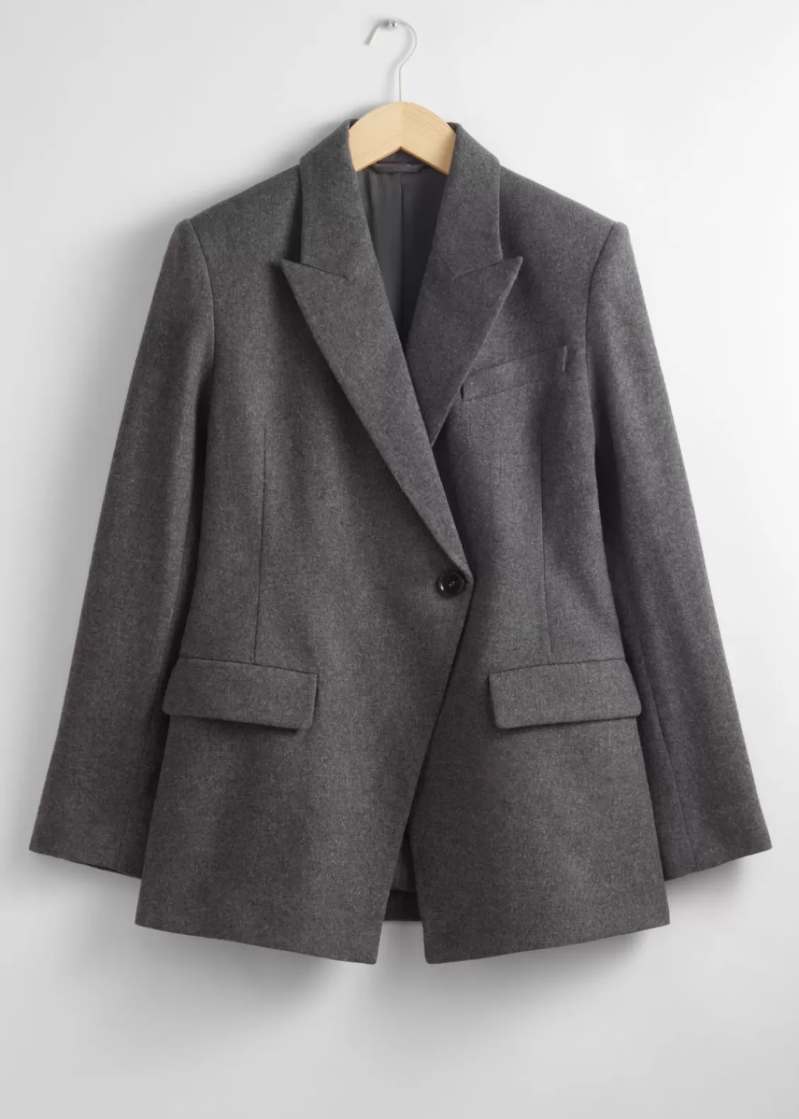 & Other Stories Blazers & Vests | Outerwear | Fitted Asymmetric Wool Blazer Grey