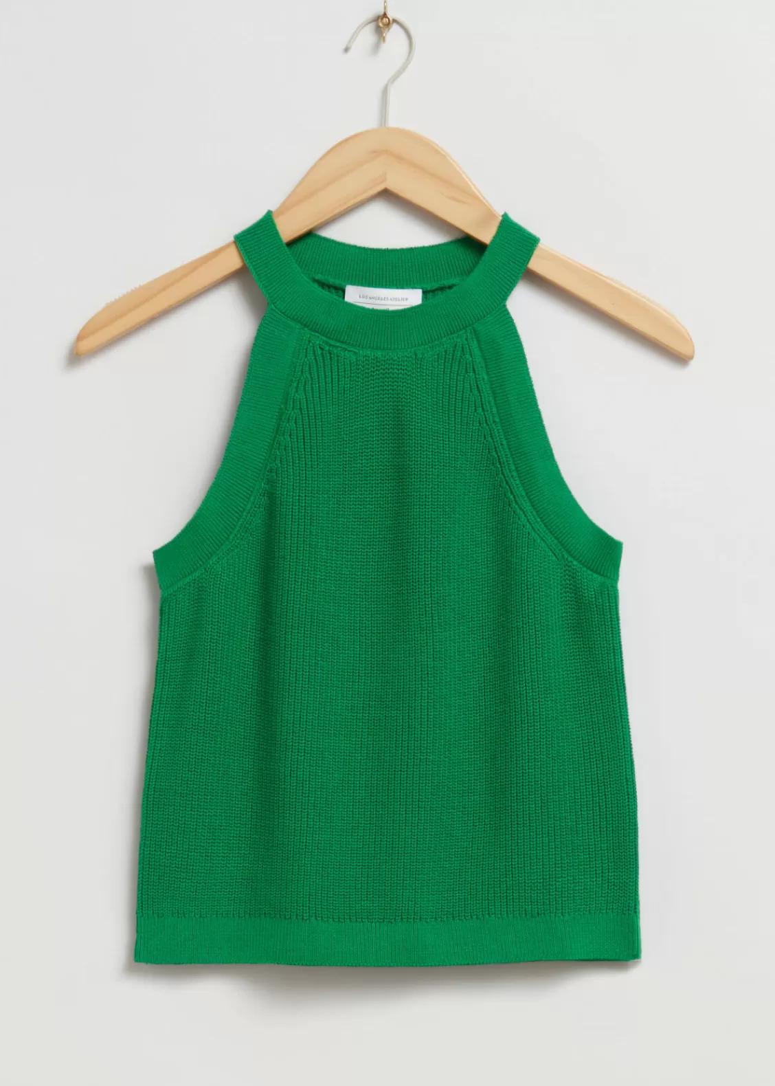 & Other Stories Tops | Sweaters & Knits | Fitted Halter Knit Top Khaki Green