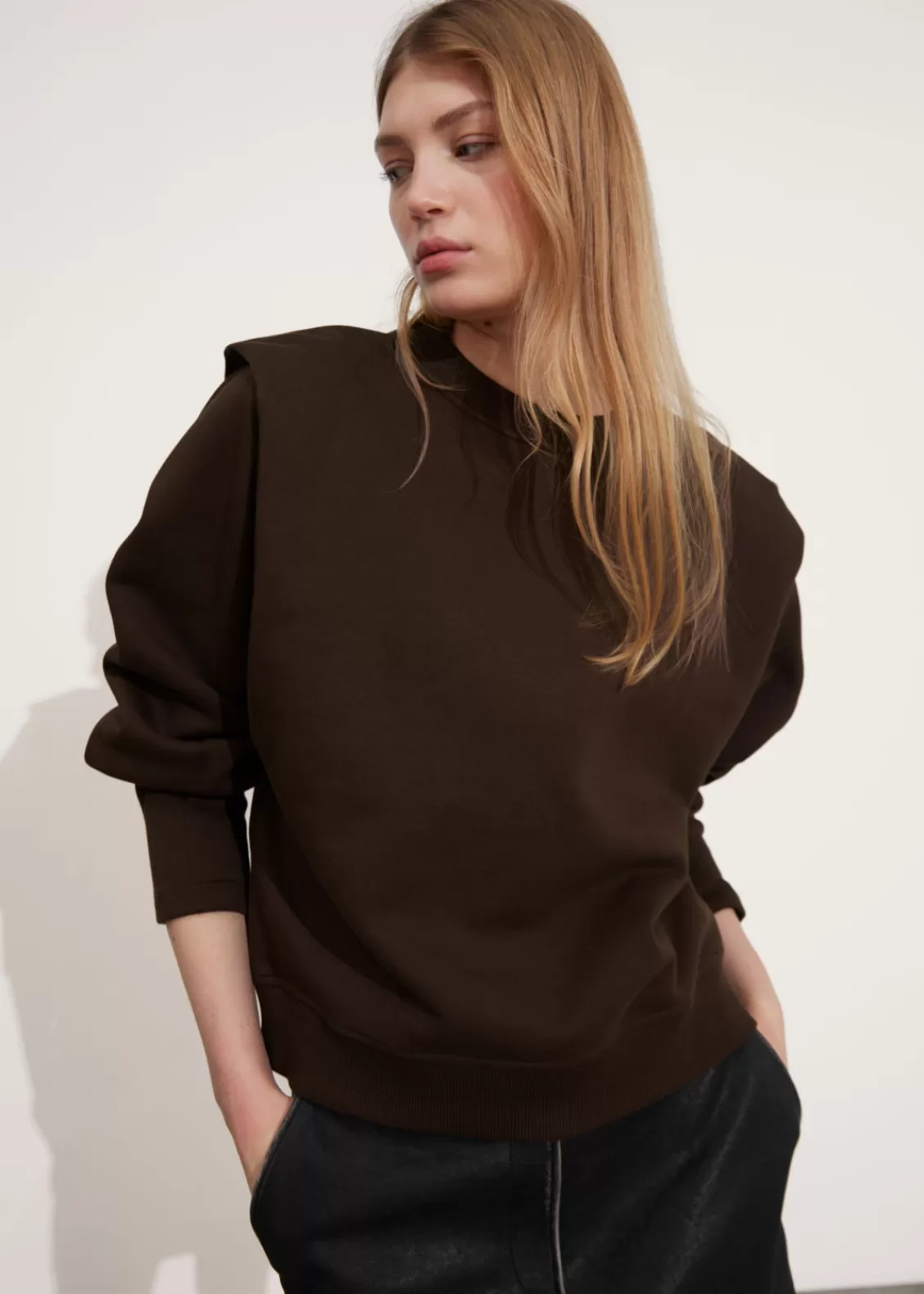 & Other Stories Tops | Fitted Pleated-Shoulder Sweatshirt