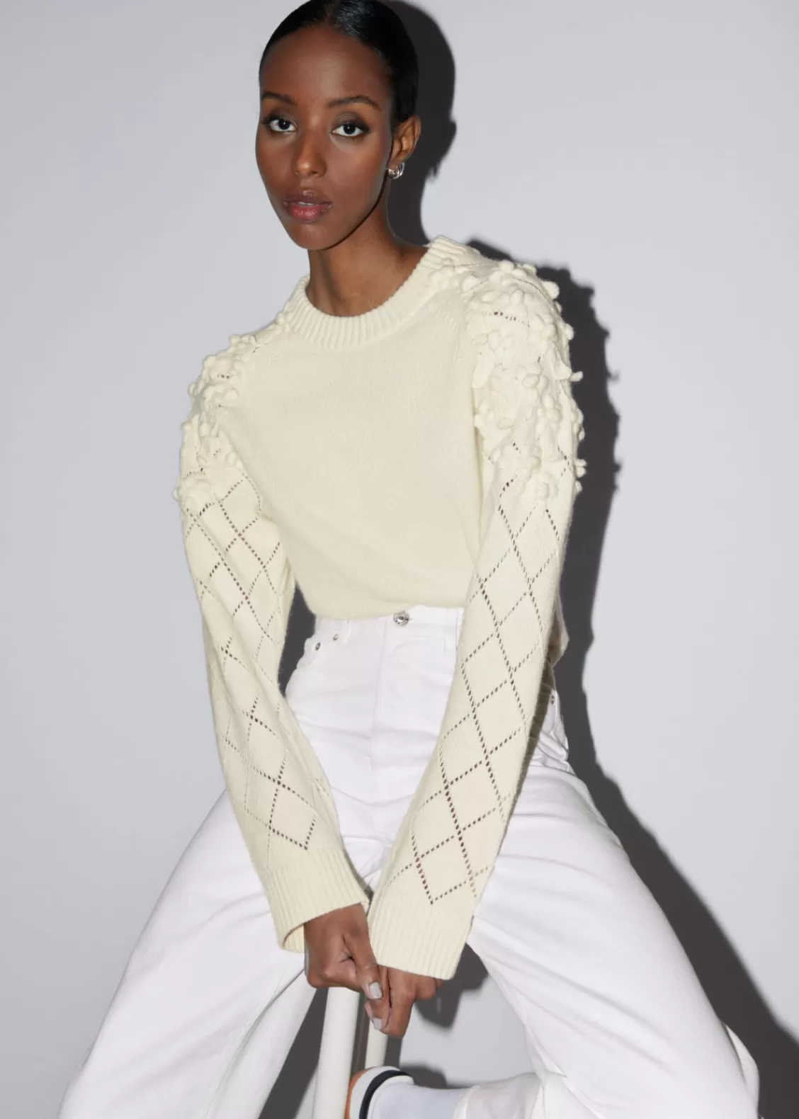 & Other Stories Sweaters & Knits | Floral-Appliqué Knit Sweater White