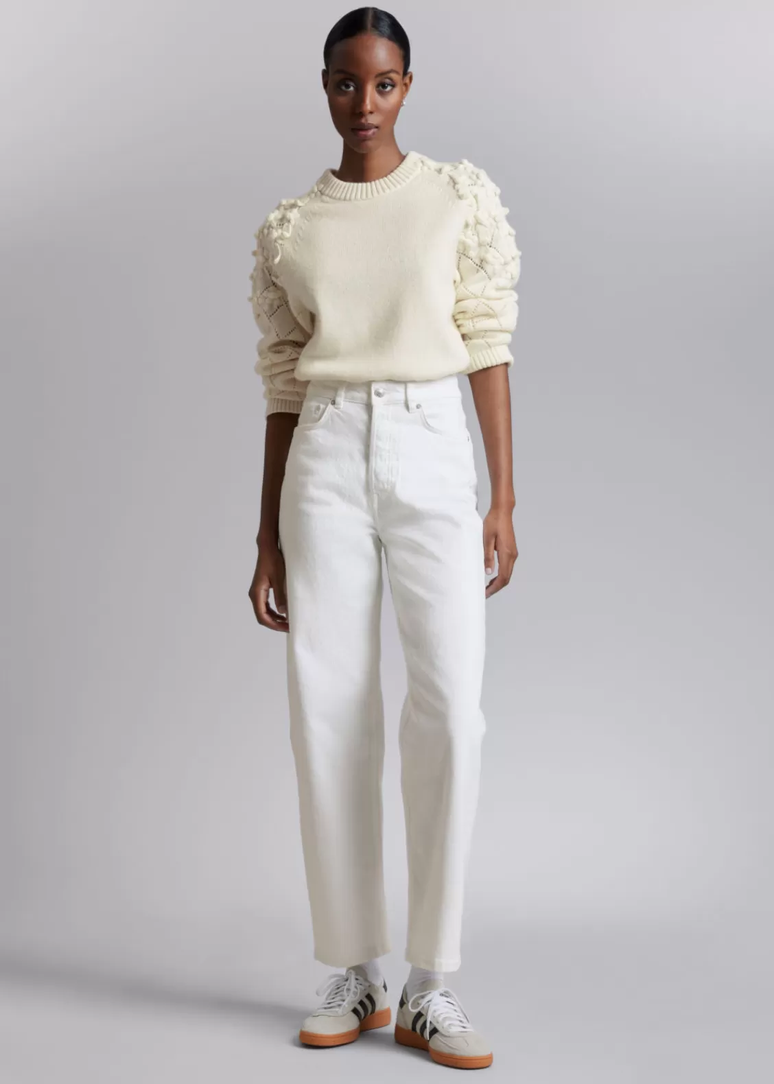 & Other Stories Sweaters & Knits | Floral-Appliqué Knit Sweater White