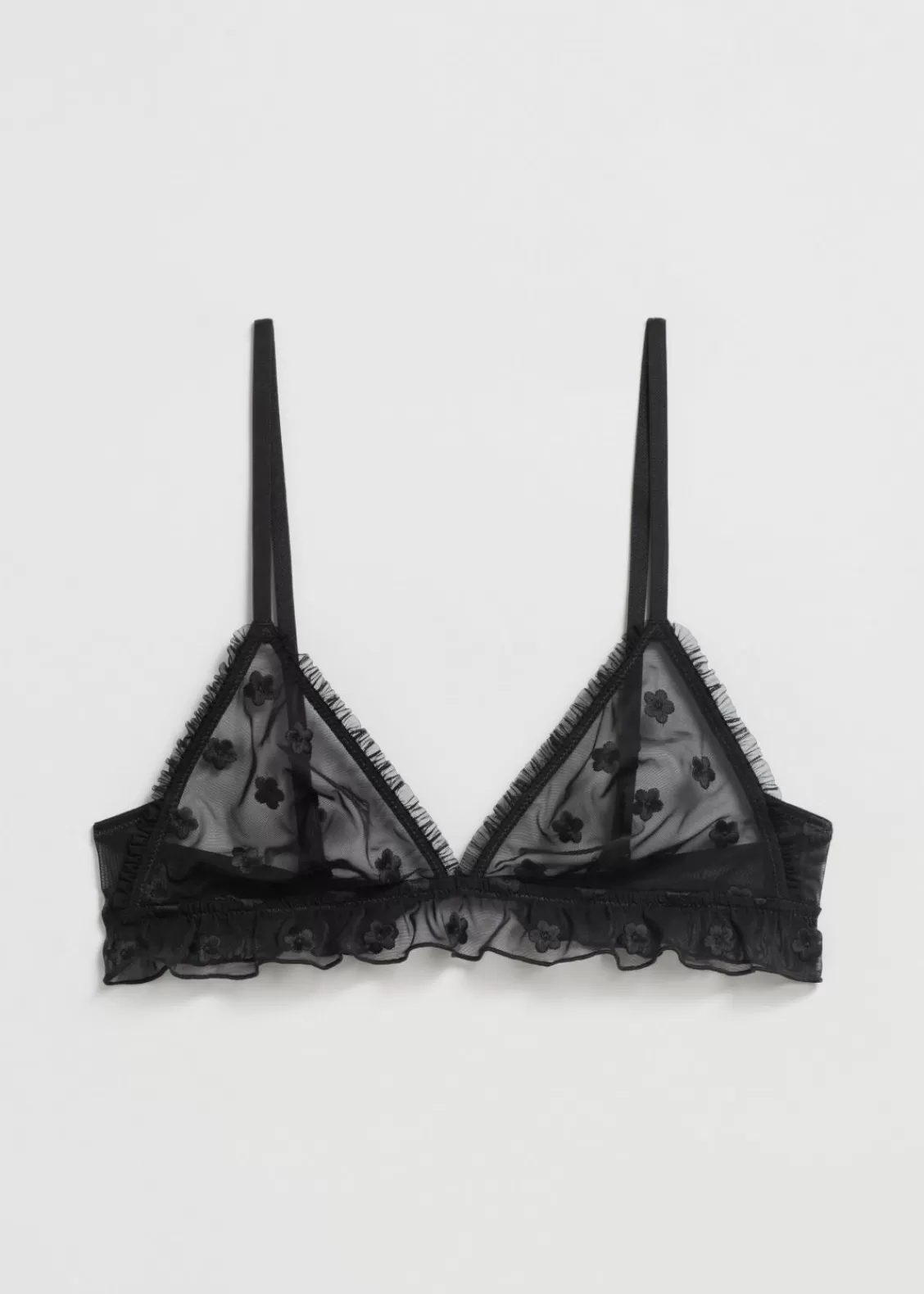 & Other Stories Lingerie | Frilled Sheer Soft Bra Black