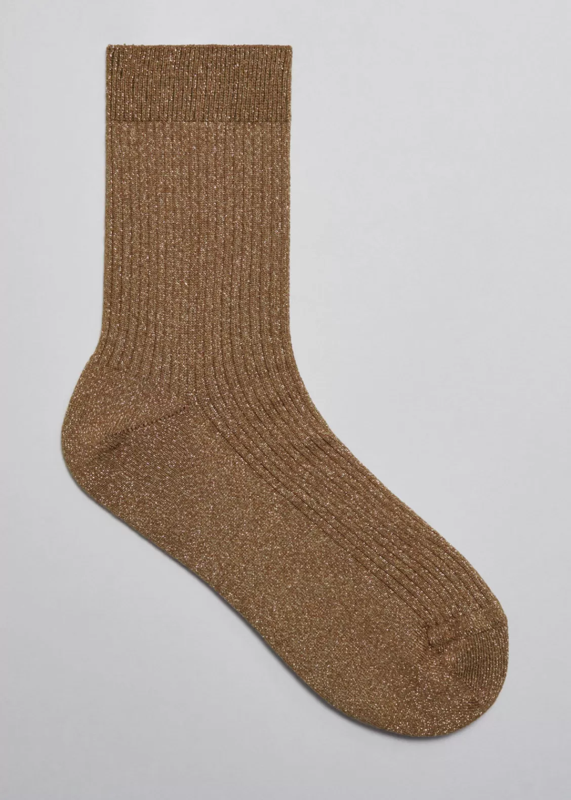 & Other Stories Lingerie | Glitter Rib Knit Ankle Socks Beige Glitter