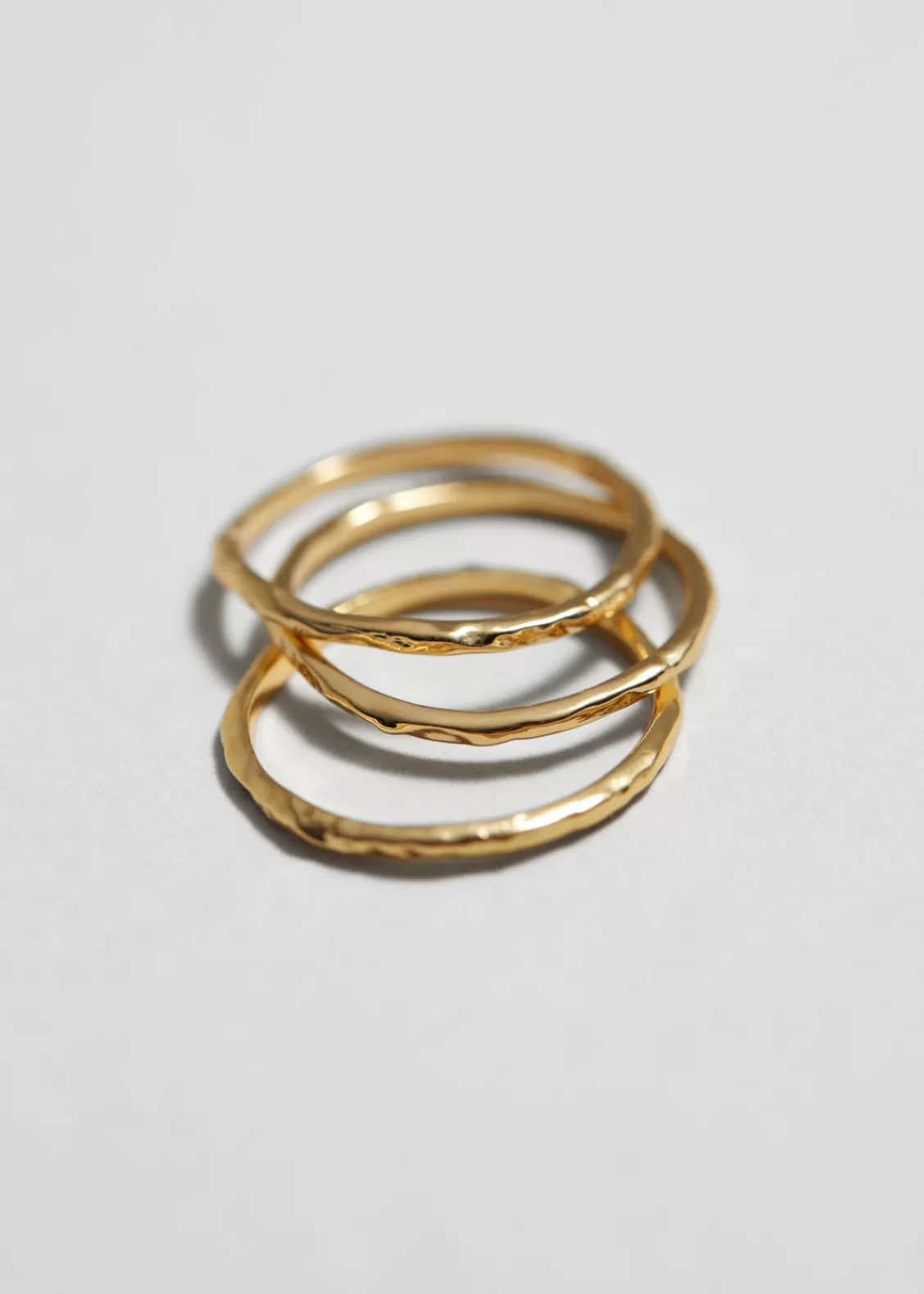 & Other Stories Rings | Hammered Ring Set Gold