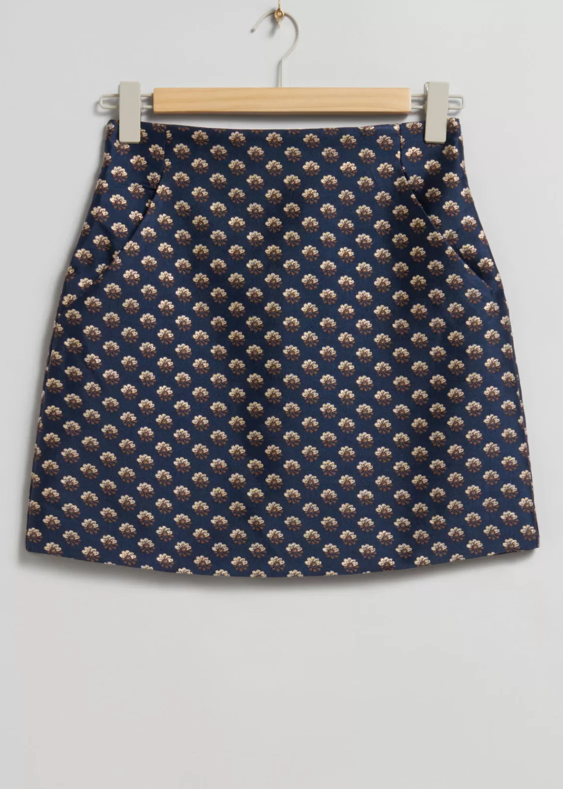 & Other Stories Skirts | Jacquard Mini Skirt Dark Blue Jacquard