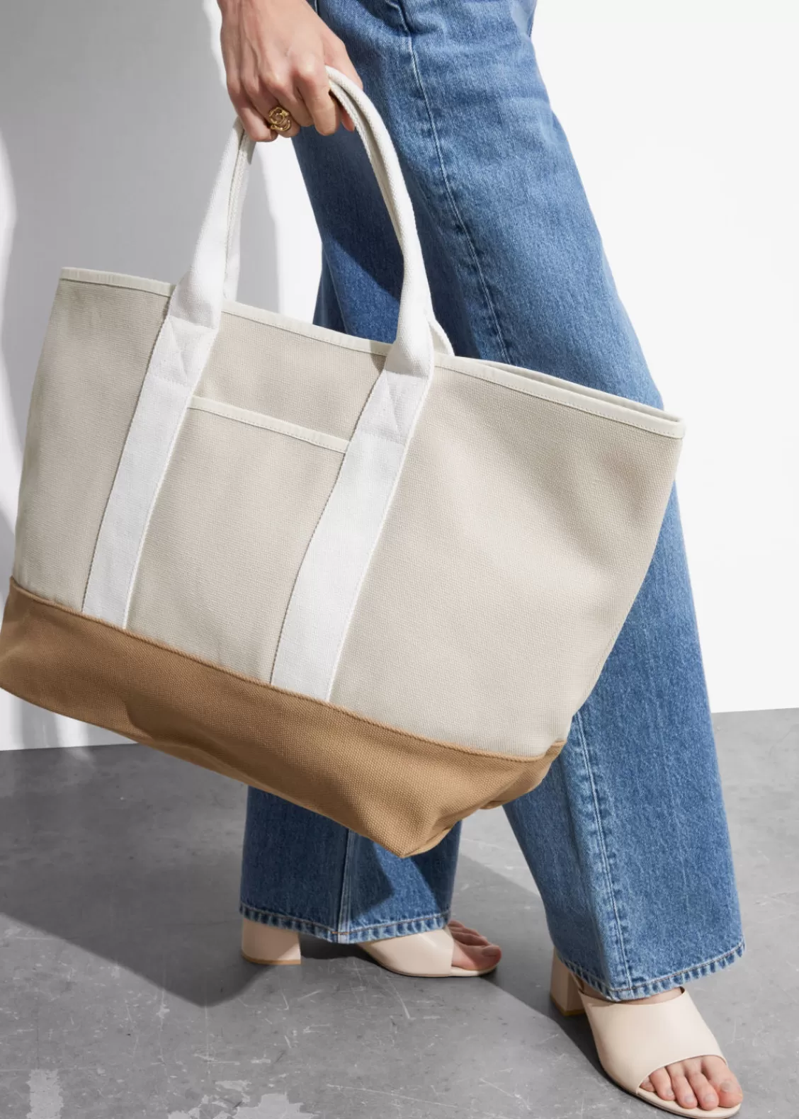 & Other Stories Totes | Swimwear | Large Canvas Tote Beige