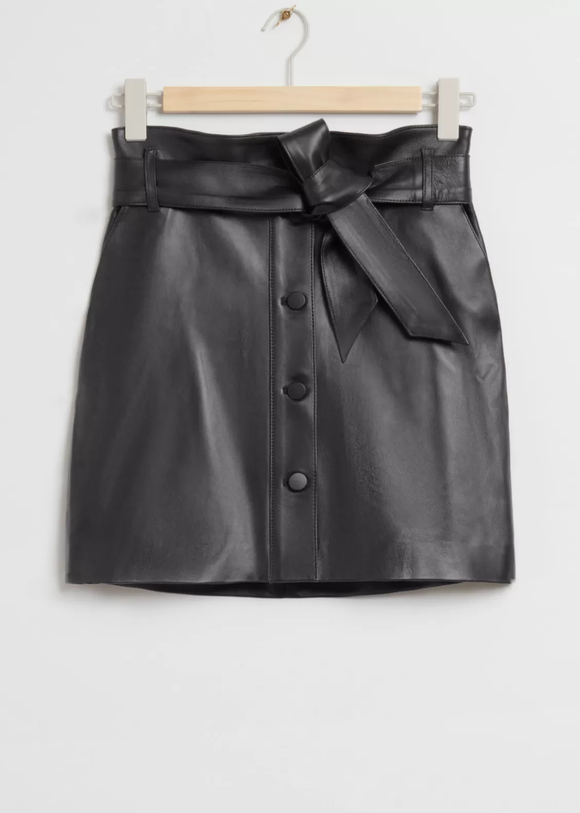 & Other Stories Skirts | Leather Paperbag Belted Skirt Black