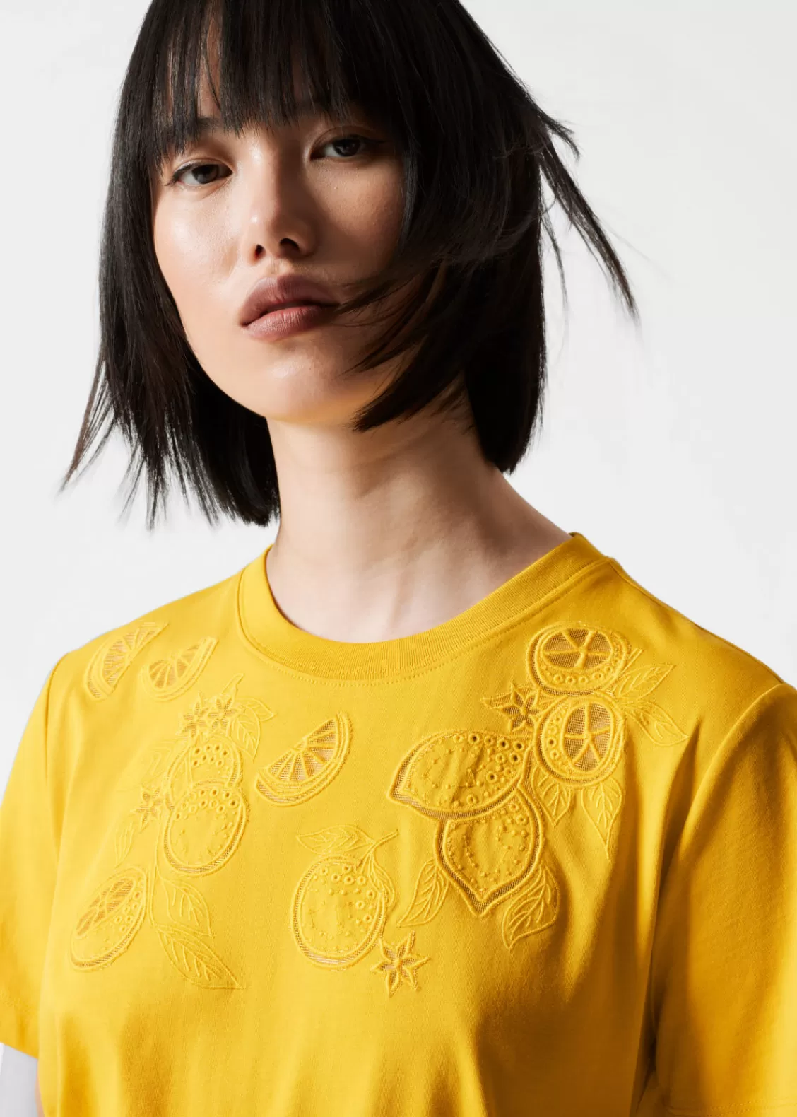 & Other Stories Tops | Lemon Embroidery T-Shirt Yellow