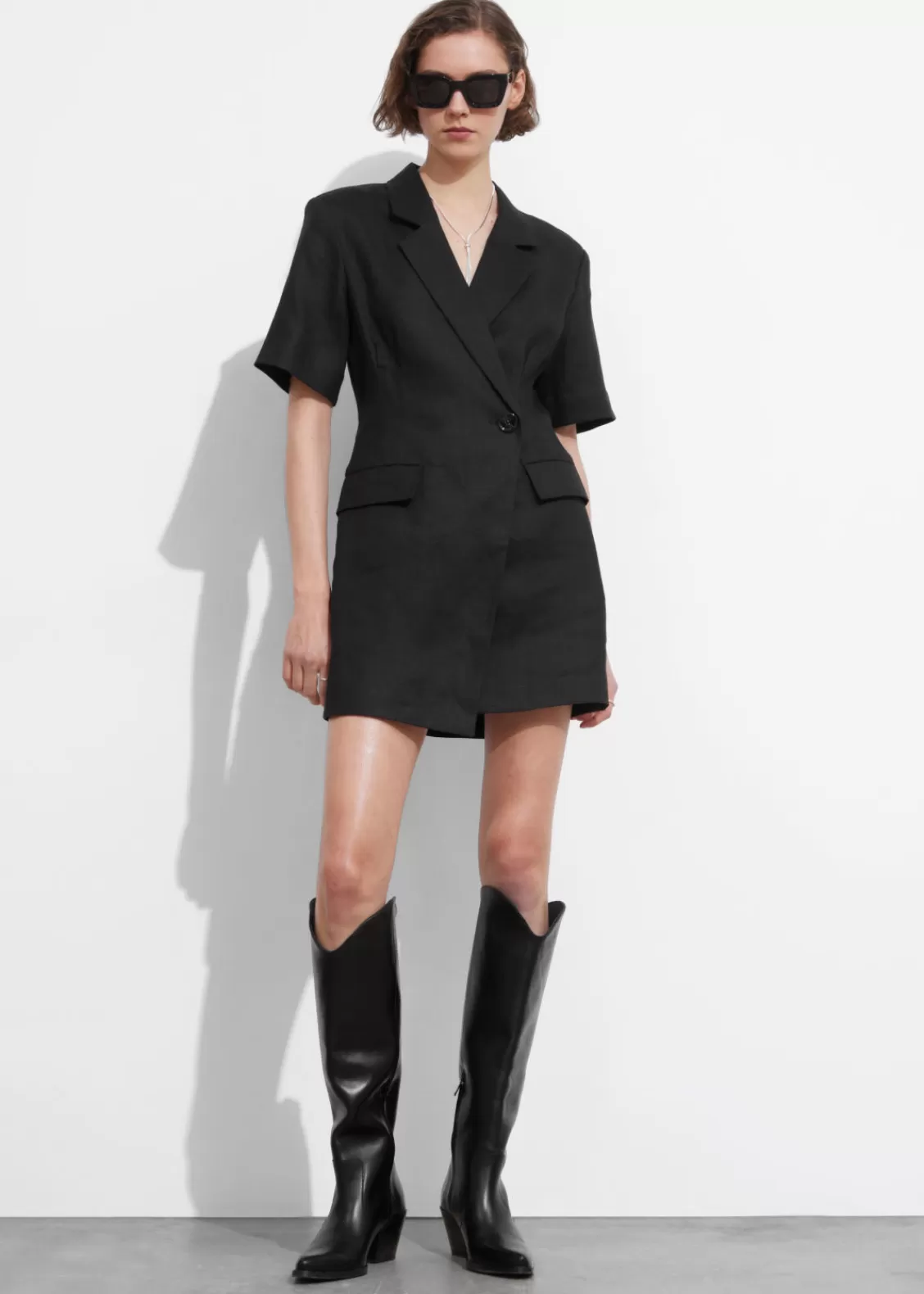 & Other Stories Dresses | Linen Blazer Mini Dress Black