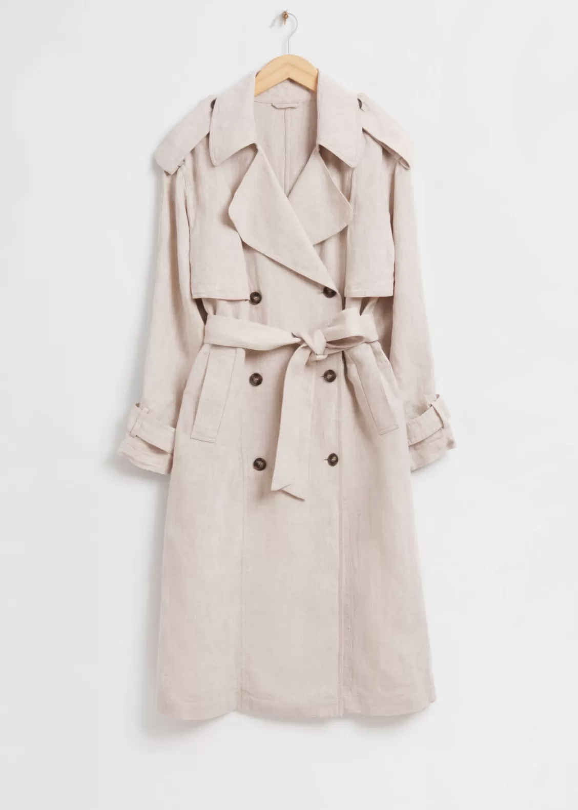 & Other Stories Outerwear | Linen Trench Coat Natural Beige