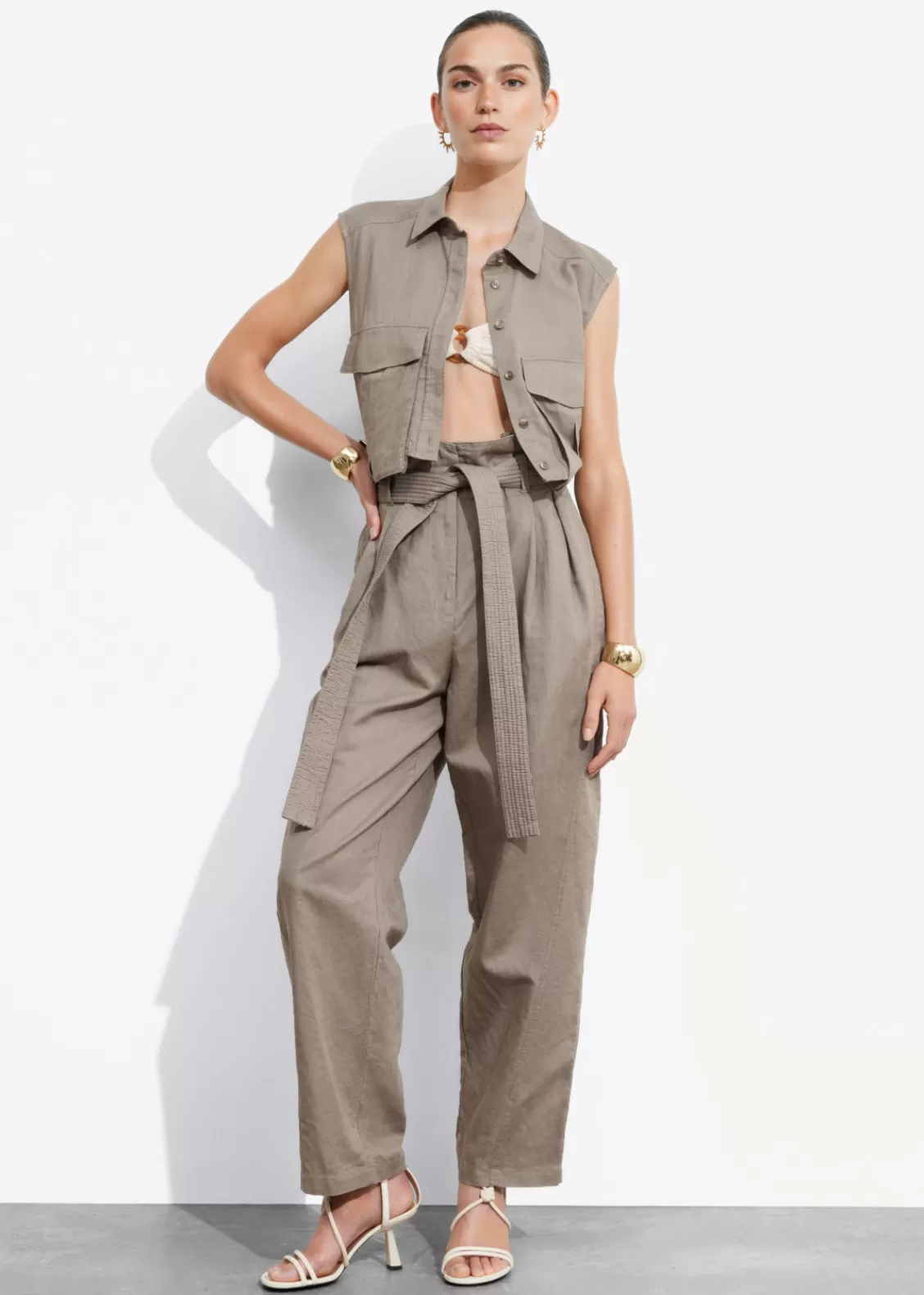 & Other Stories Sets & Suits | Pants | Linen-Blend Paperbag Trousers Mole