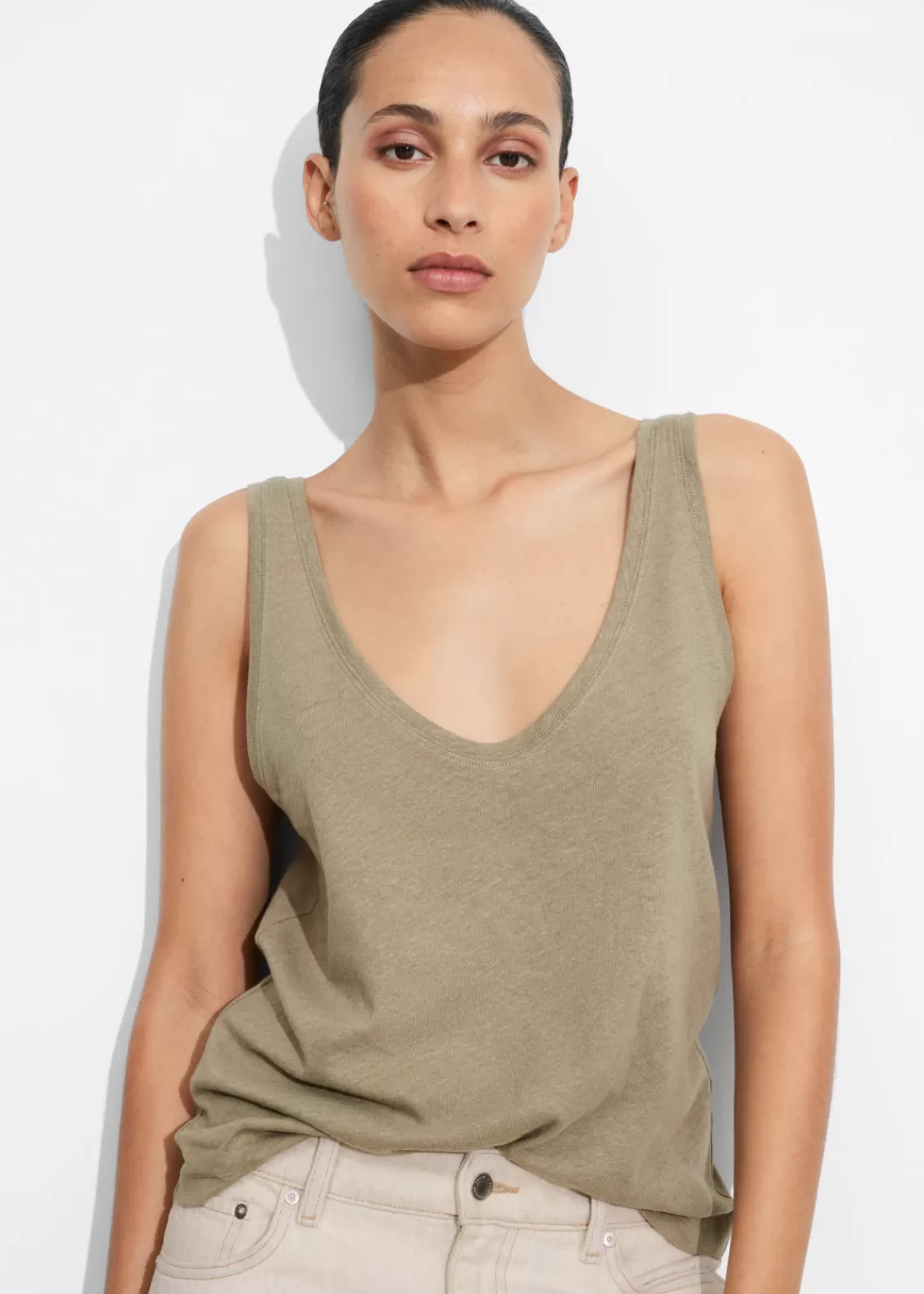 & Other Stories Tops | Linen-Blend Tank Top Beige