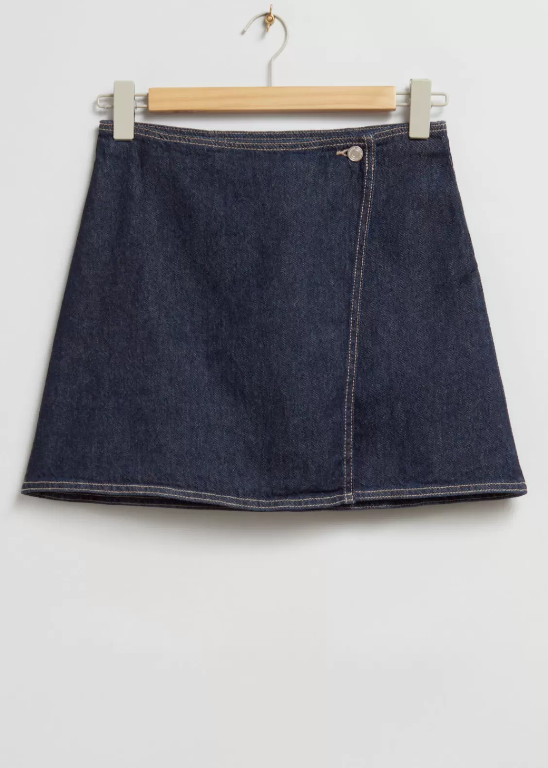 & Other Stories Skirts | Low-Rise Denim Wrap Skirt Dark Blue Washed Denim