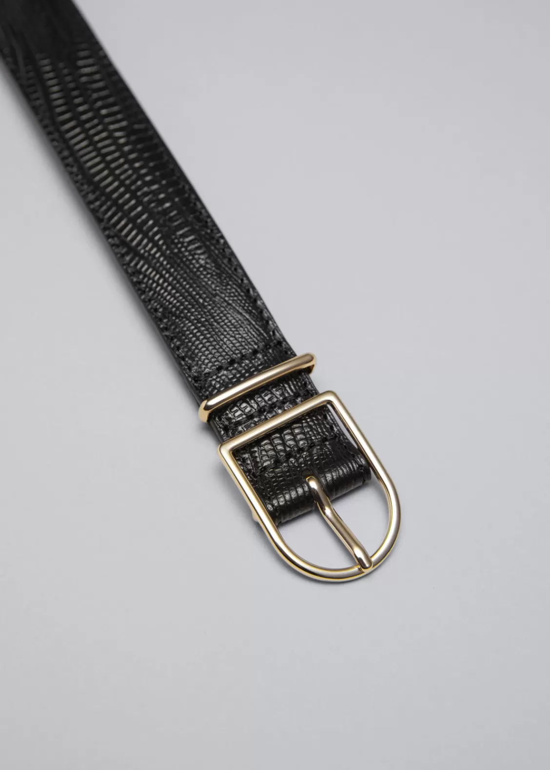 & Other Stories Belts | Mid-Waist Leather Belt Black