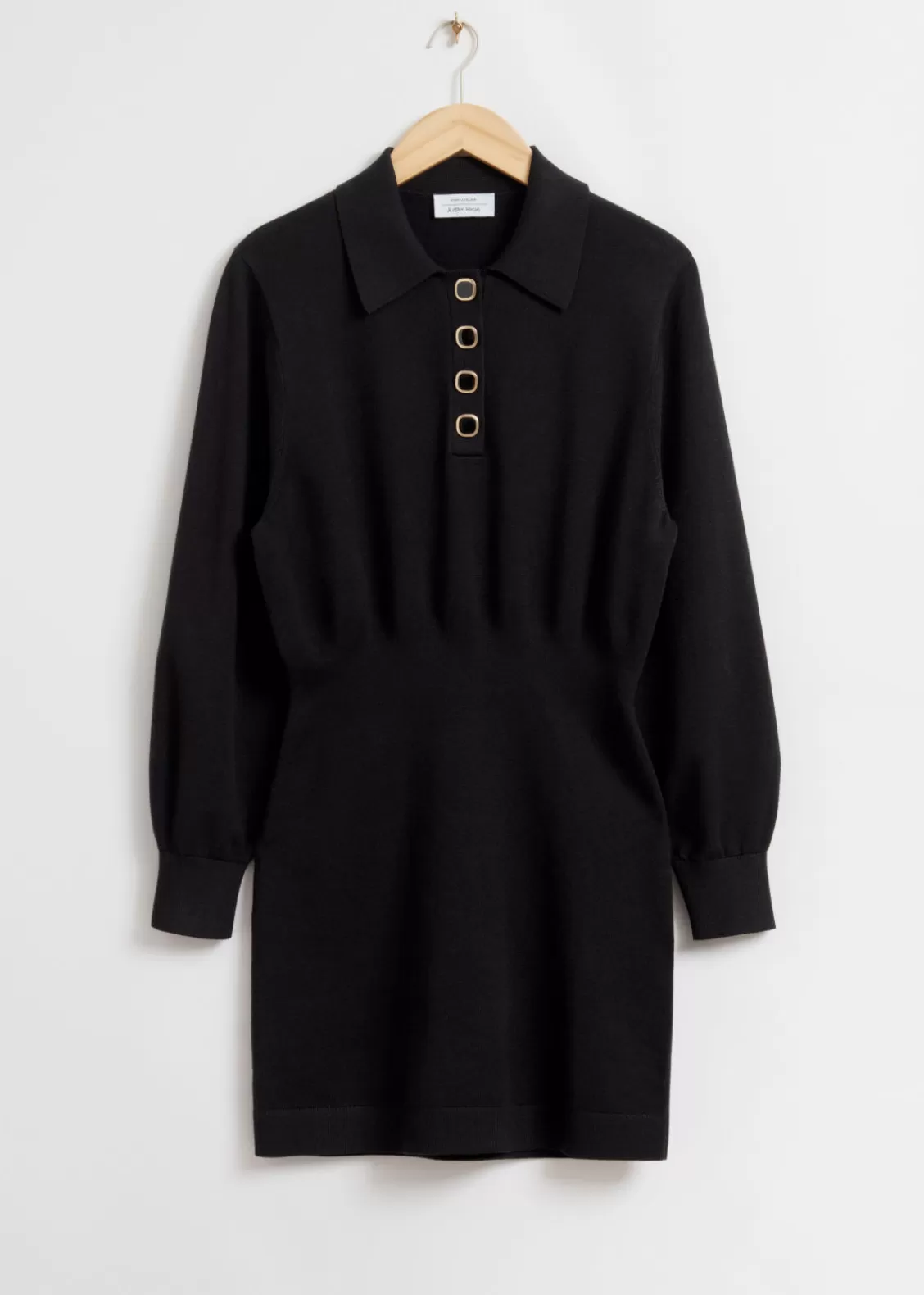 & Other Stories Dresses | Sweaters & Knits | Mini Knitted Polo Dress Black