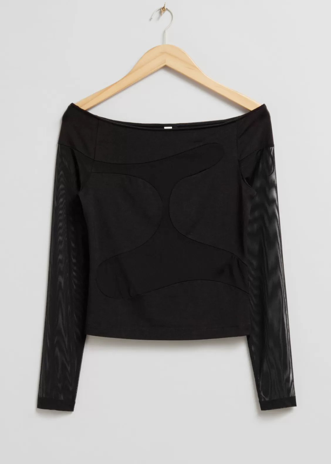 & Other Stories Tops | Off-Shoulder Mesh Top Black