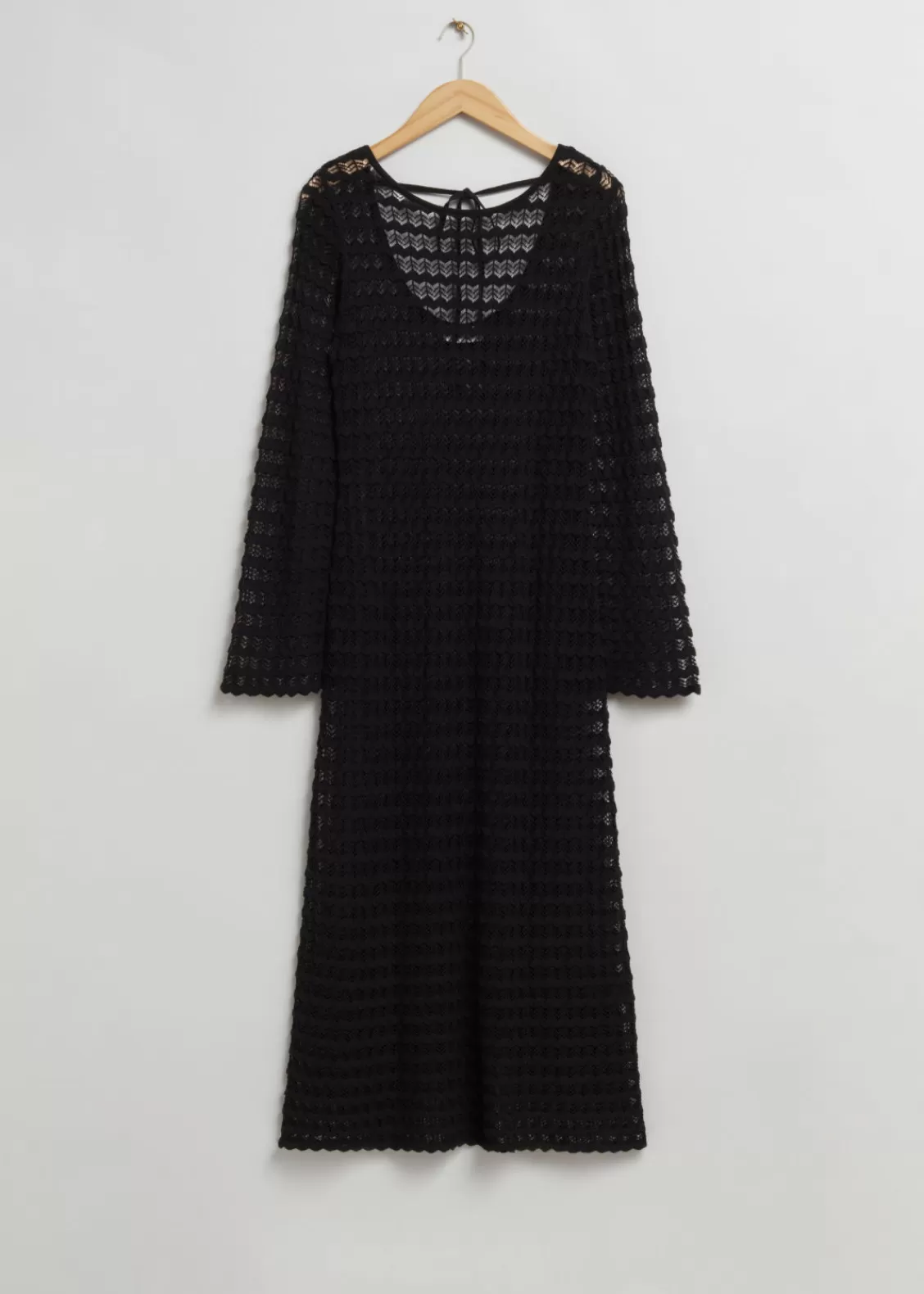 & Other Stories Dresses | Sweaters & Knits | Open Tie-Back Pointelle Knit Dress Black