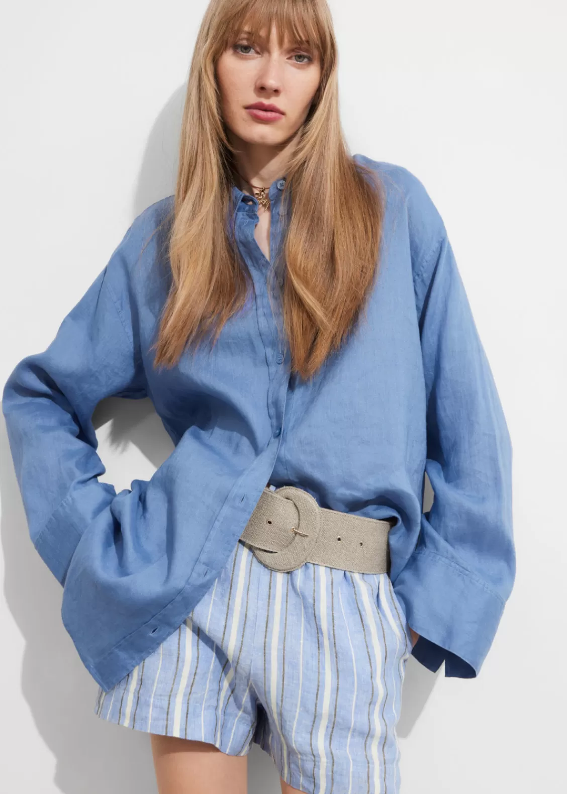 & Other Stories Swimwear | Blouses & Shirts | Oversized Linen Shirt Blue