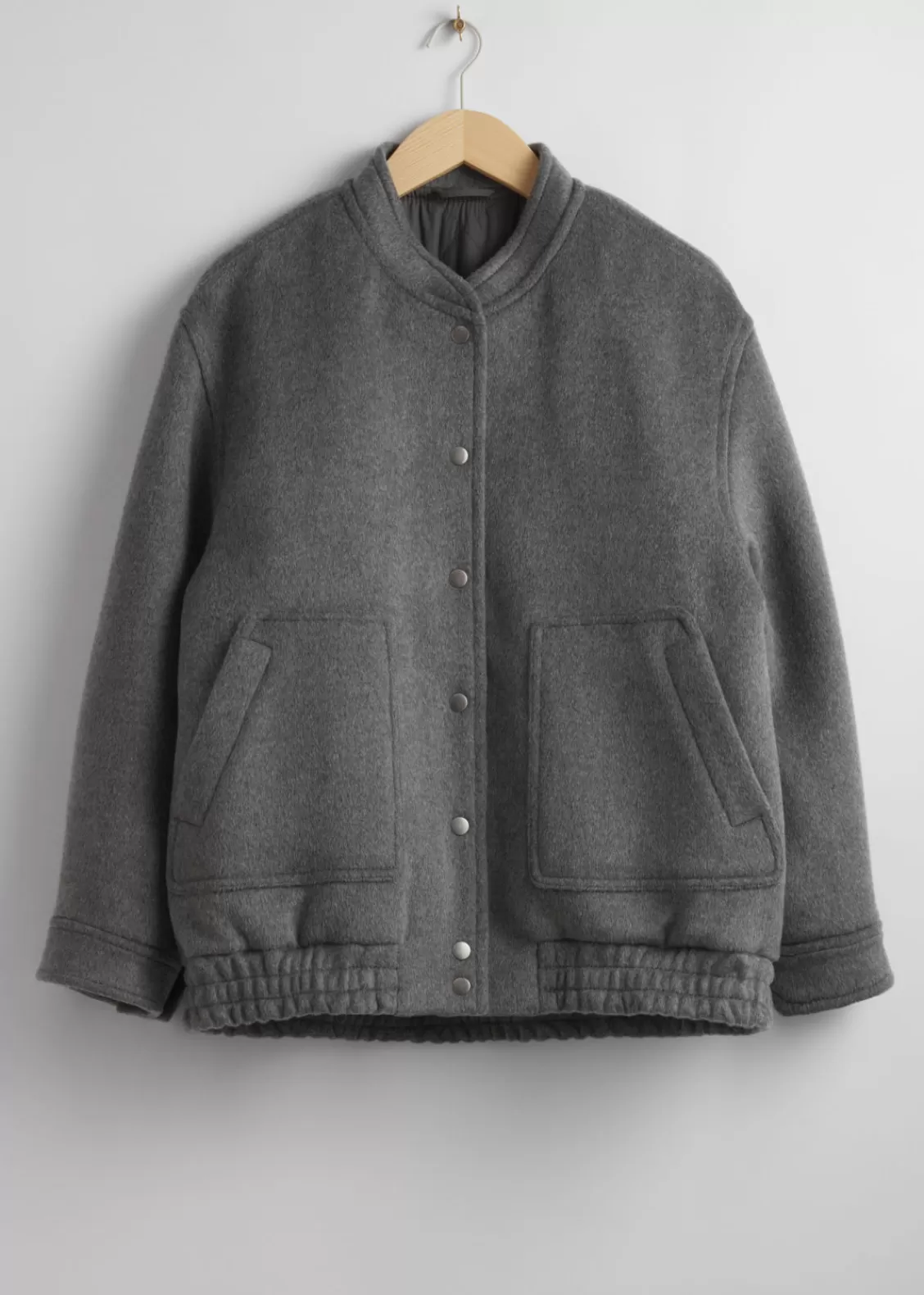 & Other Stories Outerwear | Oversized Wool Jacket Grey Melange