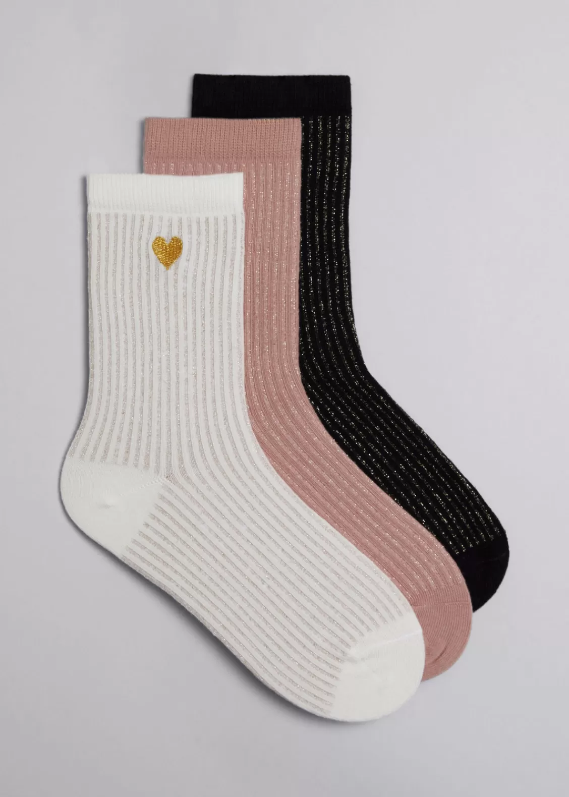 & Other Stories Lingerie | 3-Pack Heart Socks Gift Set White/Pink/Black