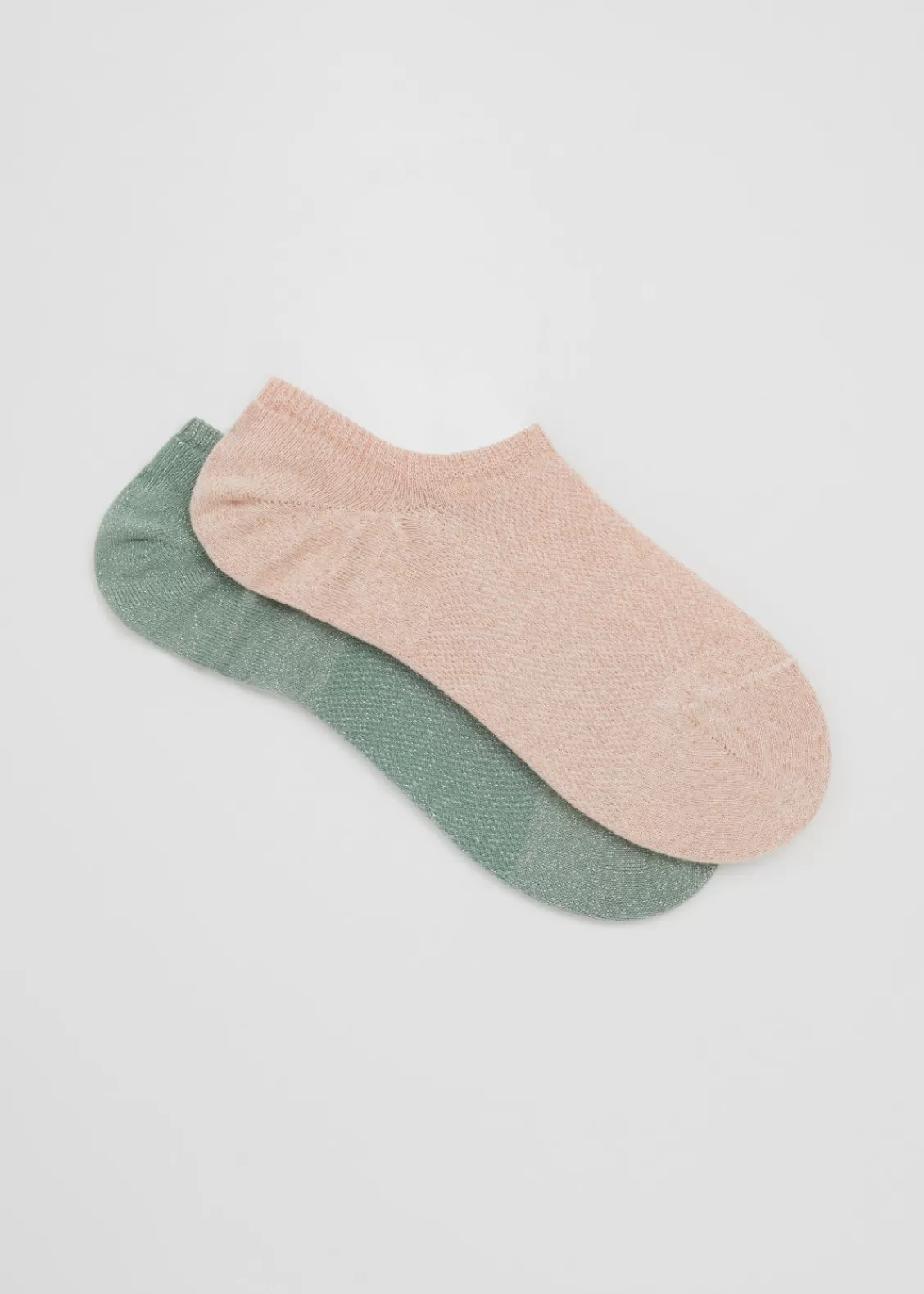 & Other Stories Lingerie | 2-Pack Sparkly Sneaker Socks Dusty rose/Dusty green