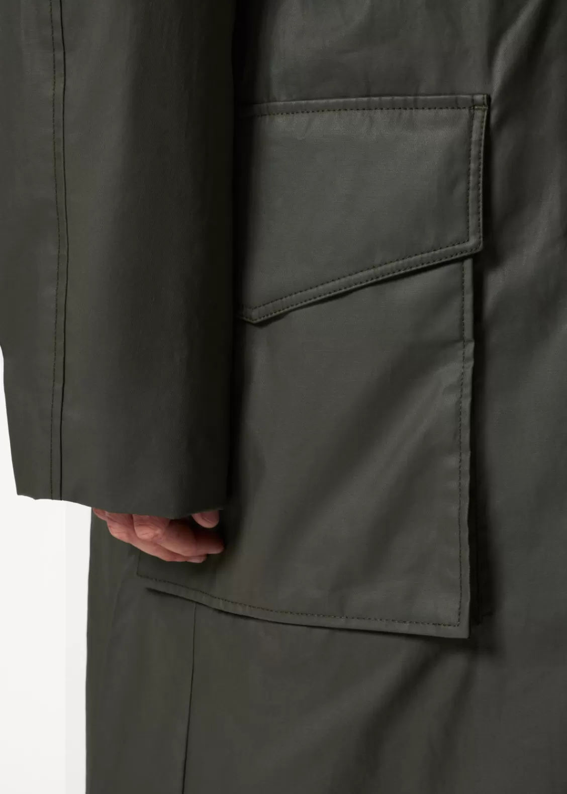 & Other Stories Outerwear | Patch-Pocket Cotton Coat Green