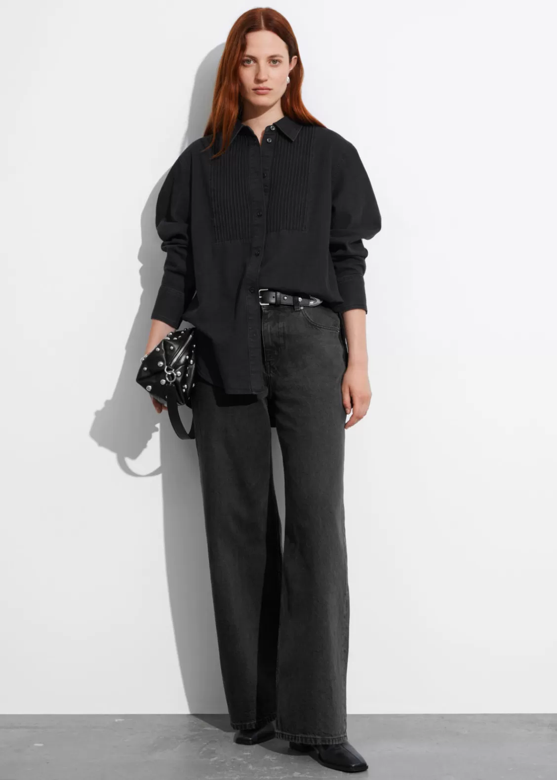 & Other Stories Blouses & Shirts | Pleated Denim Shirt Black