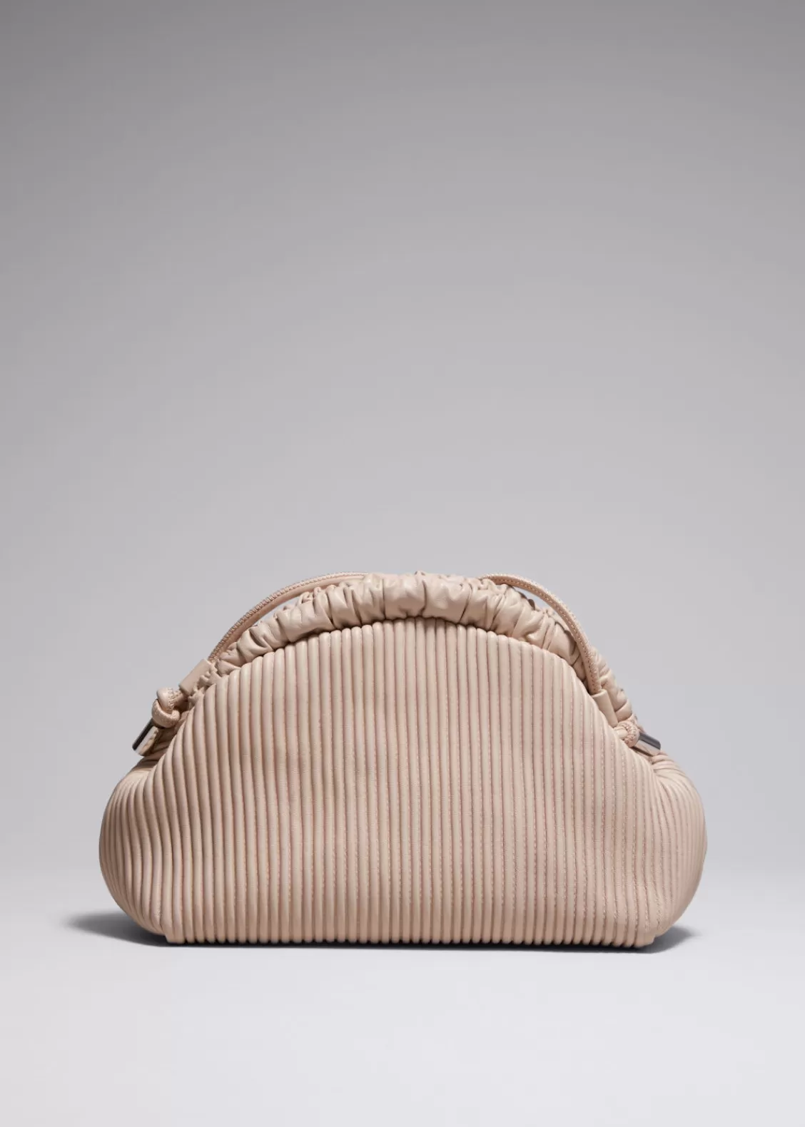 & Other Stories Shoulder Bags | Pleated Leather Clutch Bag Beige