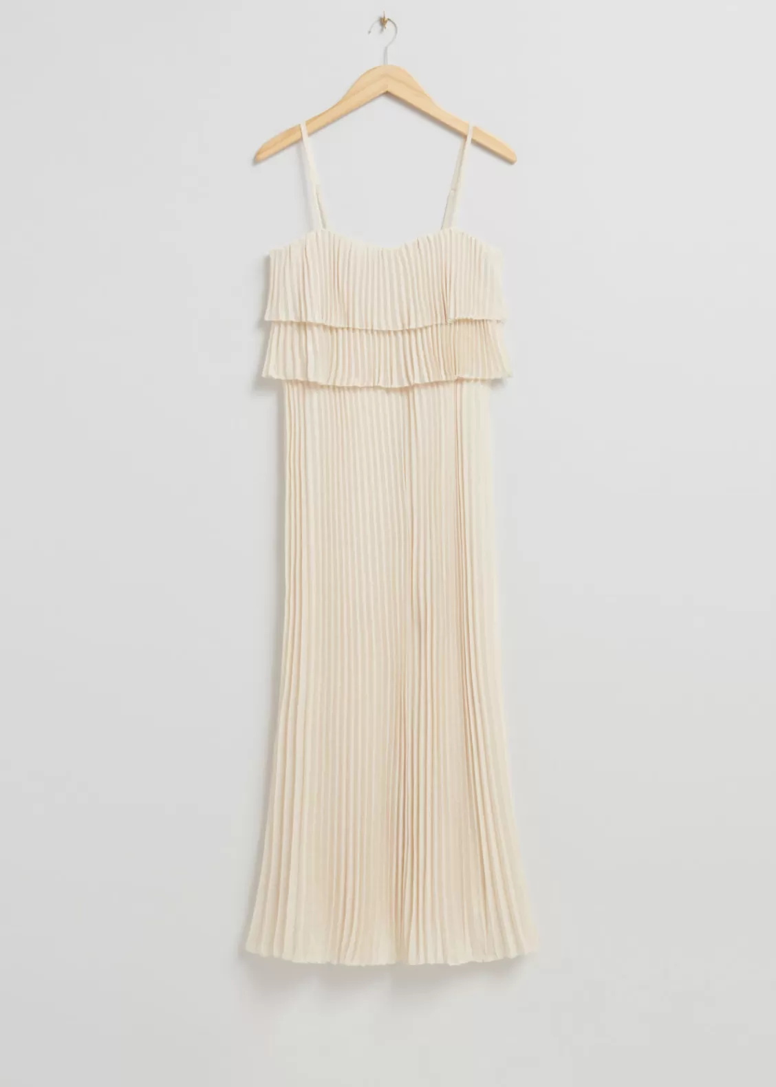 & Other Stories Dresses | Pleated Strappy Maxi Dress Cream