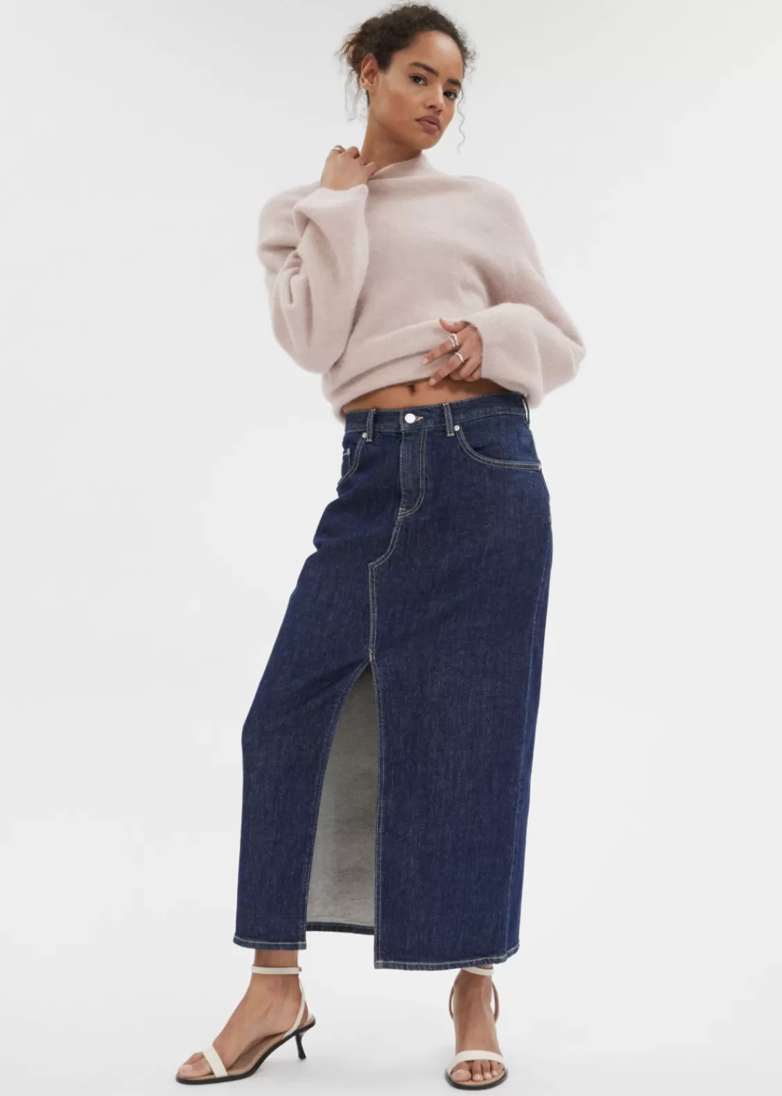 & Other Stories Skirts | 5-Pocket Denim Midi Skirt Dark Blue