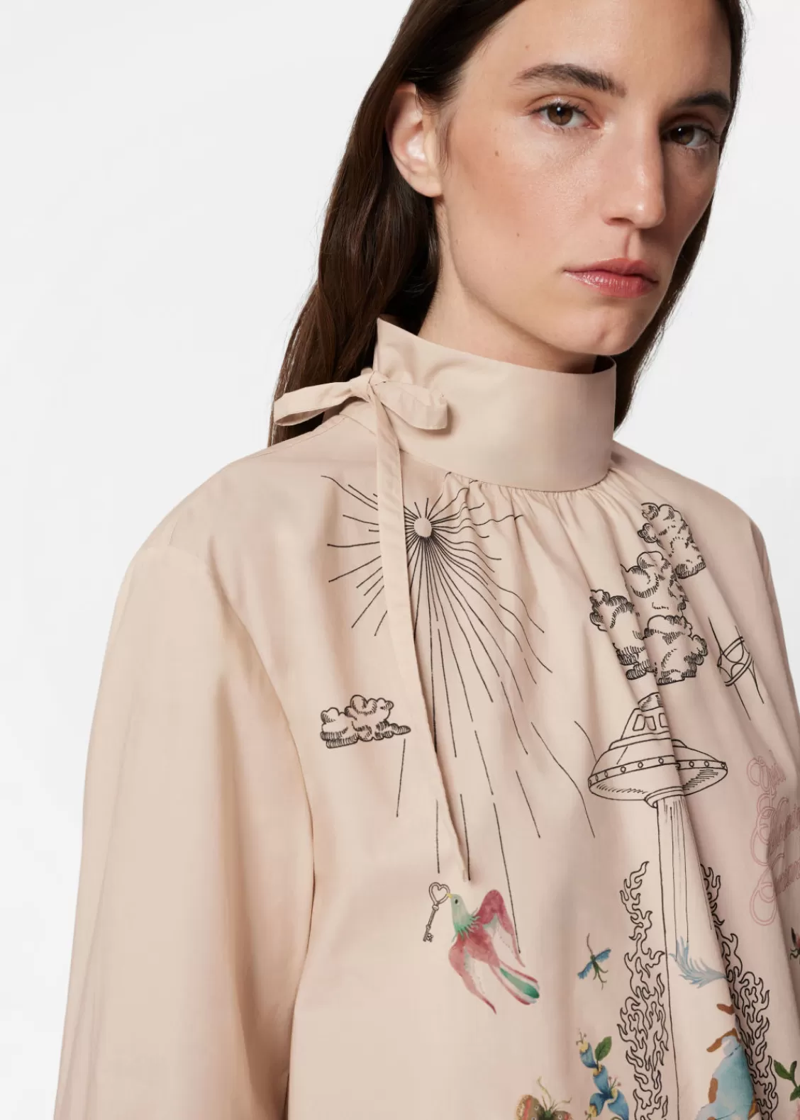 & Other Stories Blouses & Shirts | Printed Bow-Detailed Blouse Beige