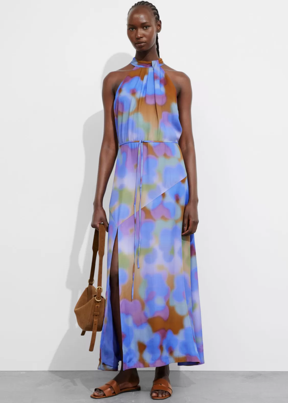 & Other Stories Dresses | Printed Halterneck Maxi Dress Blue Print